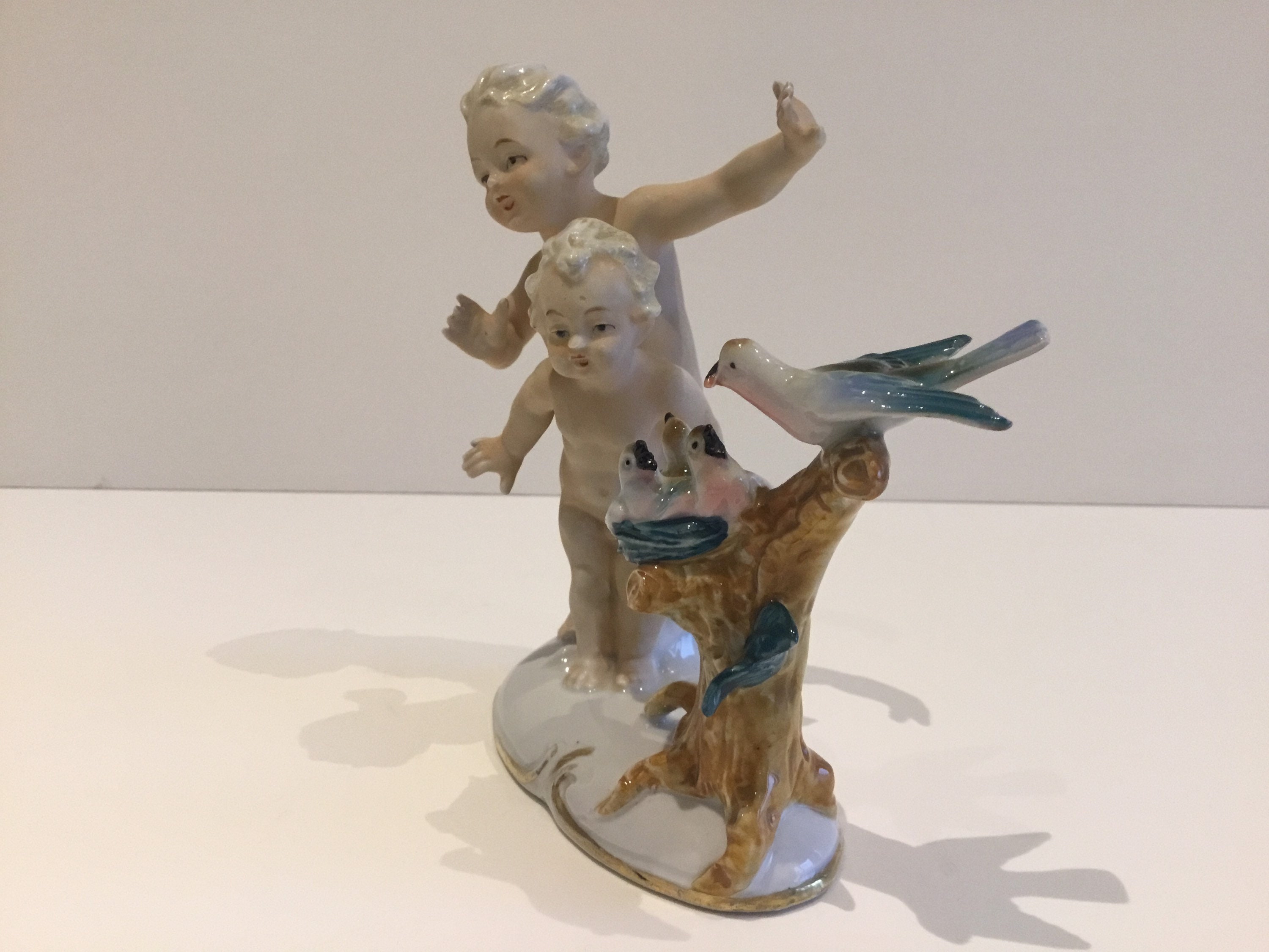 Vintage Porcelain | 1930s Carl Scheidig Grafenthal German Figurine, Children with Birds — photo 5 of 11