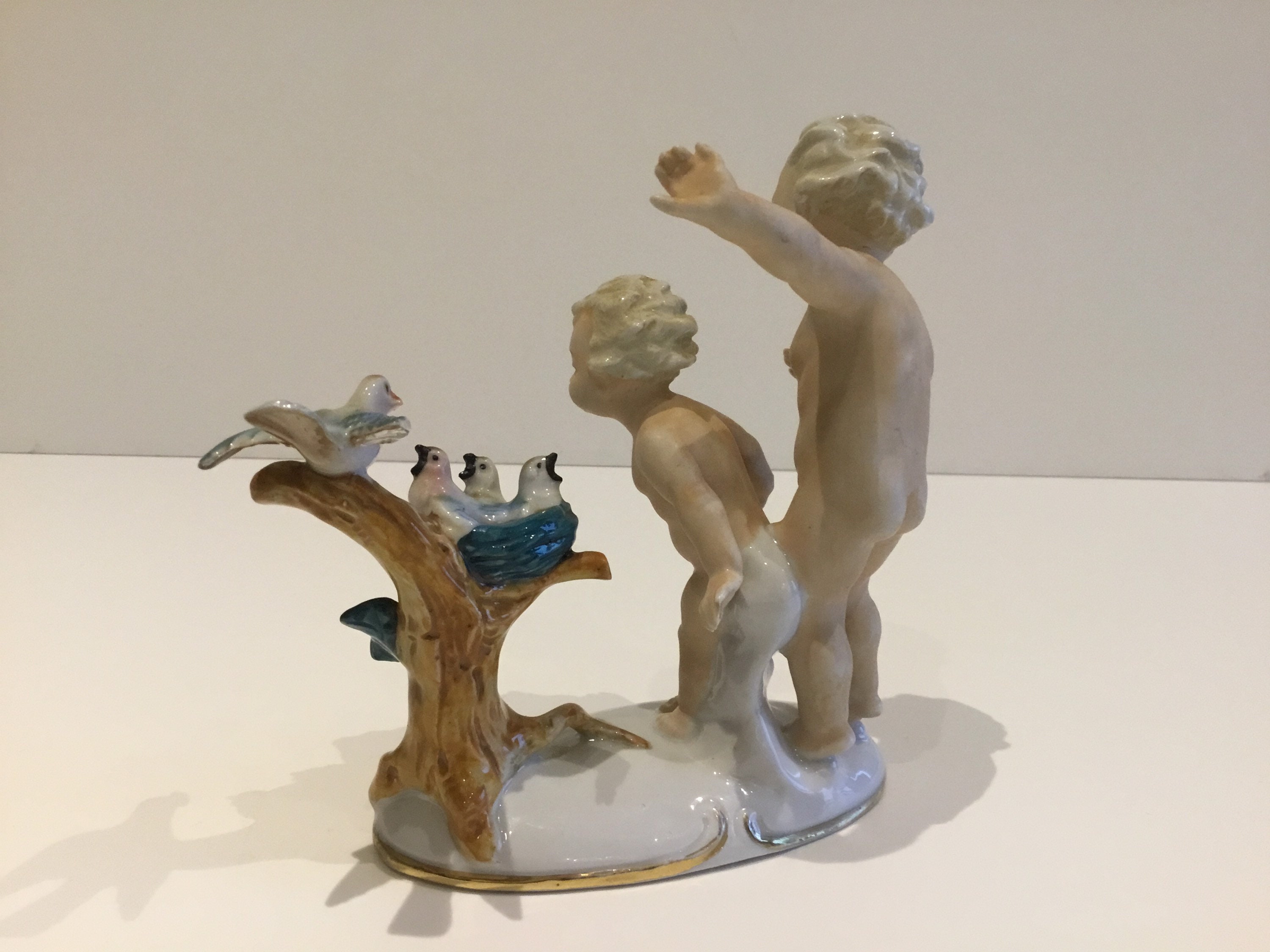 Vintage Porcelain | 1930s Carl Scheidig Grafenthal German Figurine, Children with Birds — photo 6 of 11