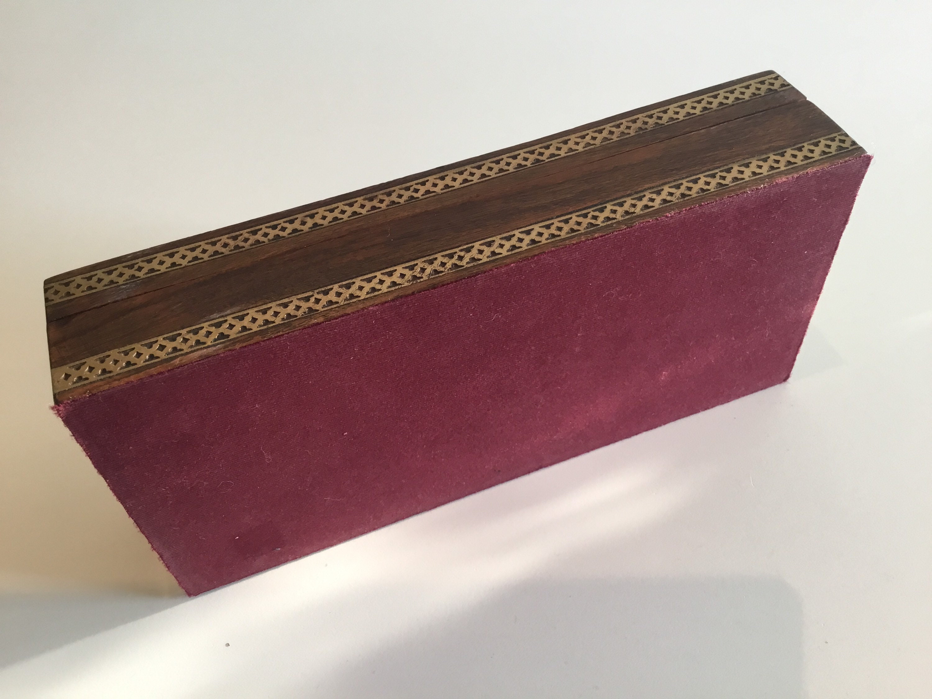 Vintage Jewelry Box | 1970s Asian Hand-Painted Glass, Wooden Brass Trim — photo 11 of 11