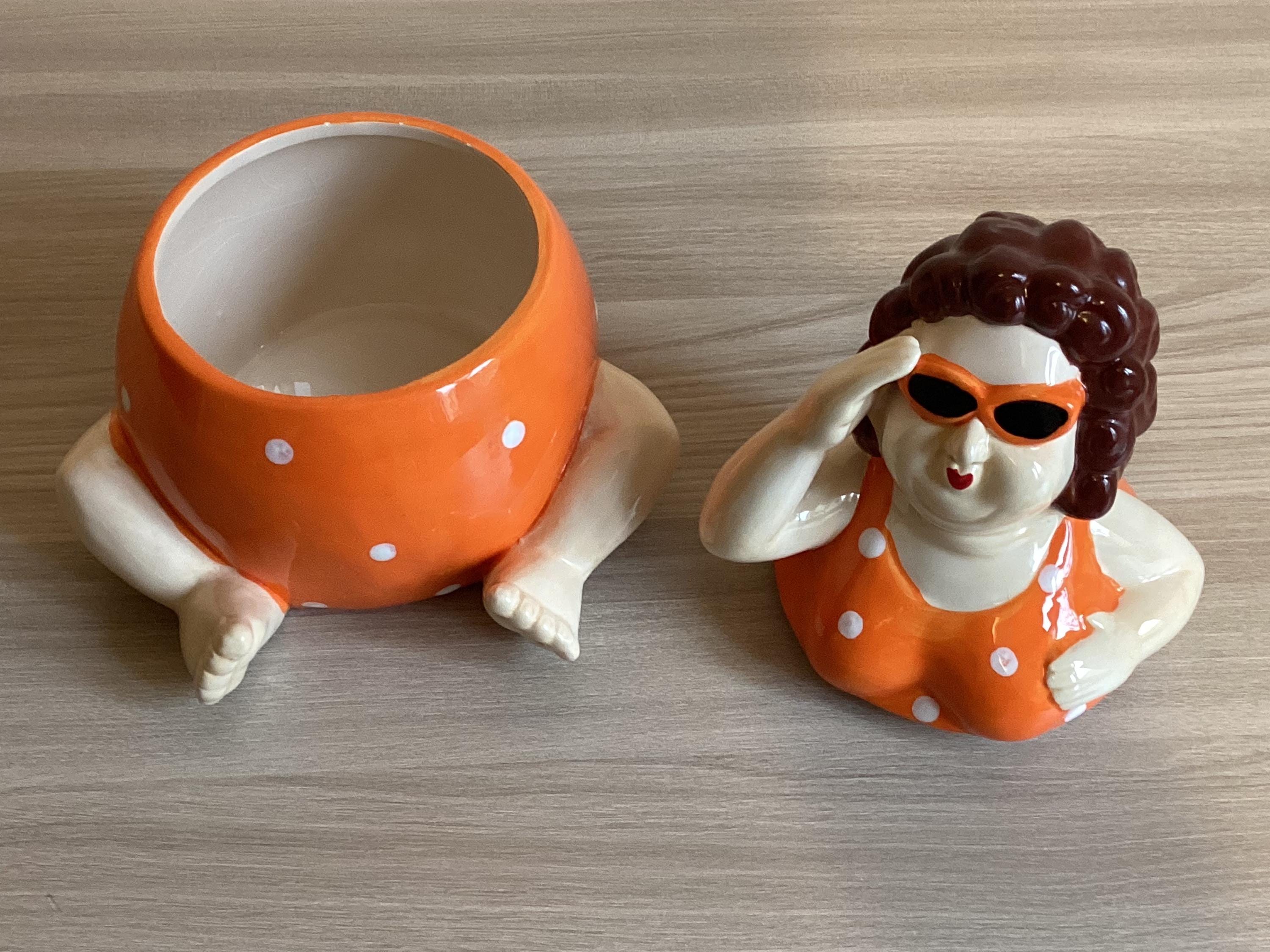 Vintage Porcelain | 1980s Villa d'Este Biscuit Jar, Hand-Painted Collectible Figurine — photo 2 of 9