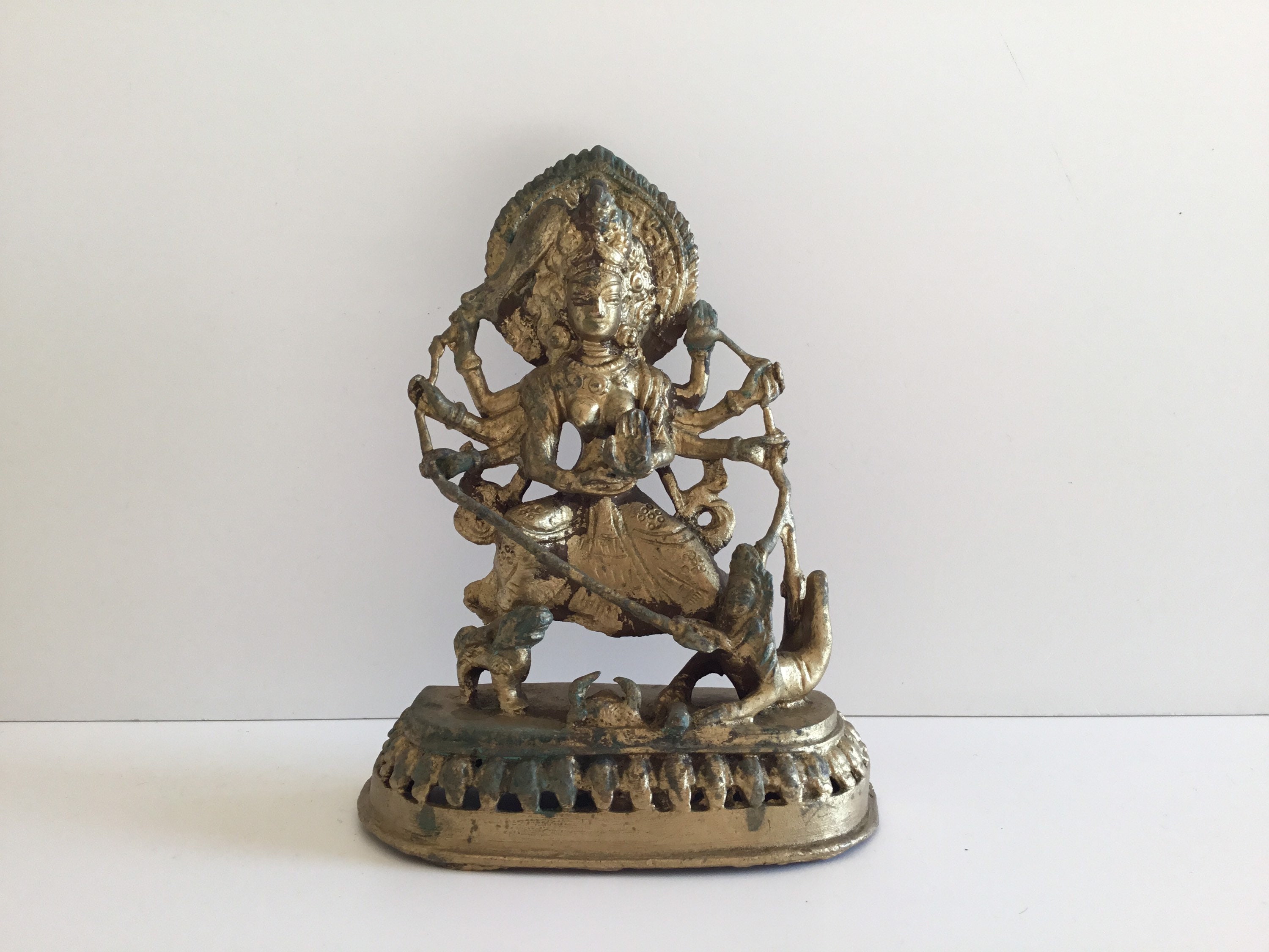 Vintage Statue | Tibetan Mahakali Deity Copper Sculpture, 1900s Ritual Art — photo 2 of 11