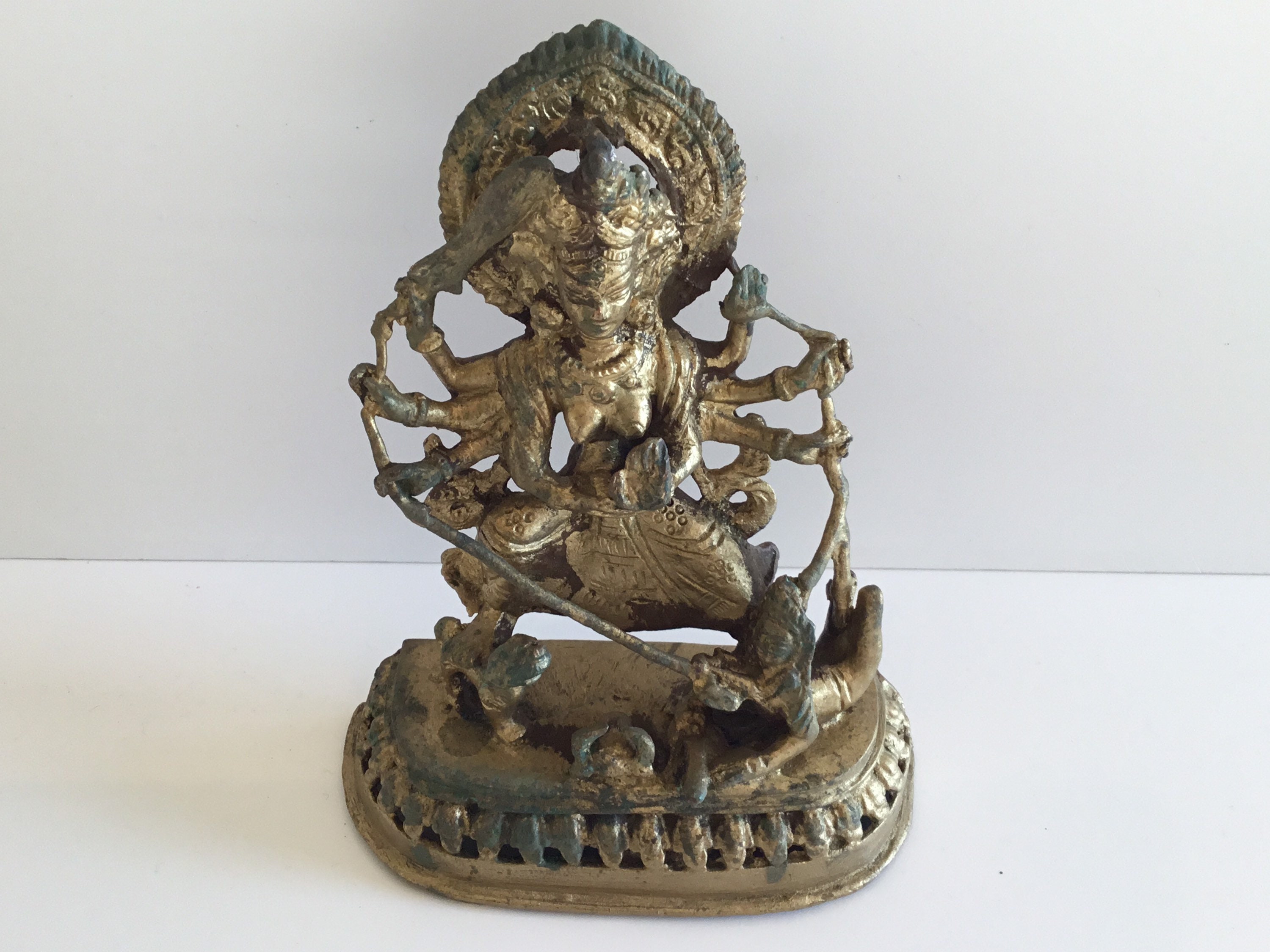 Vintage Statue | Tibetan Mahakali Deity Copper Sculpture, 1900s Ritual Art — photo 5 of 11