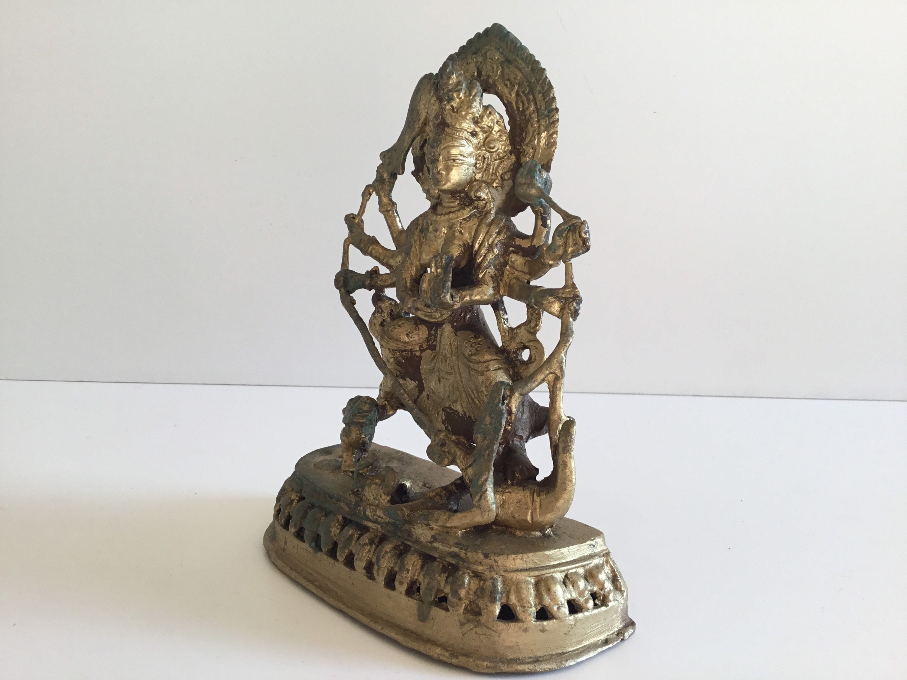 Vintage Statue | Tibetan Mahakali Deity Copper Sculpture, 1900s Ritual Art — photo 7 of 11