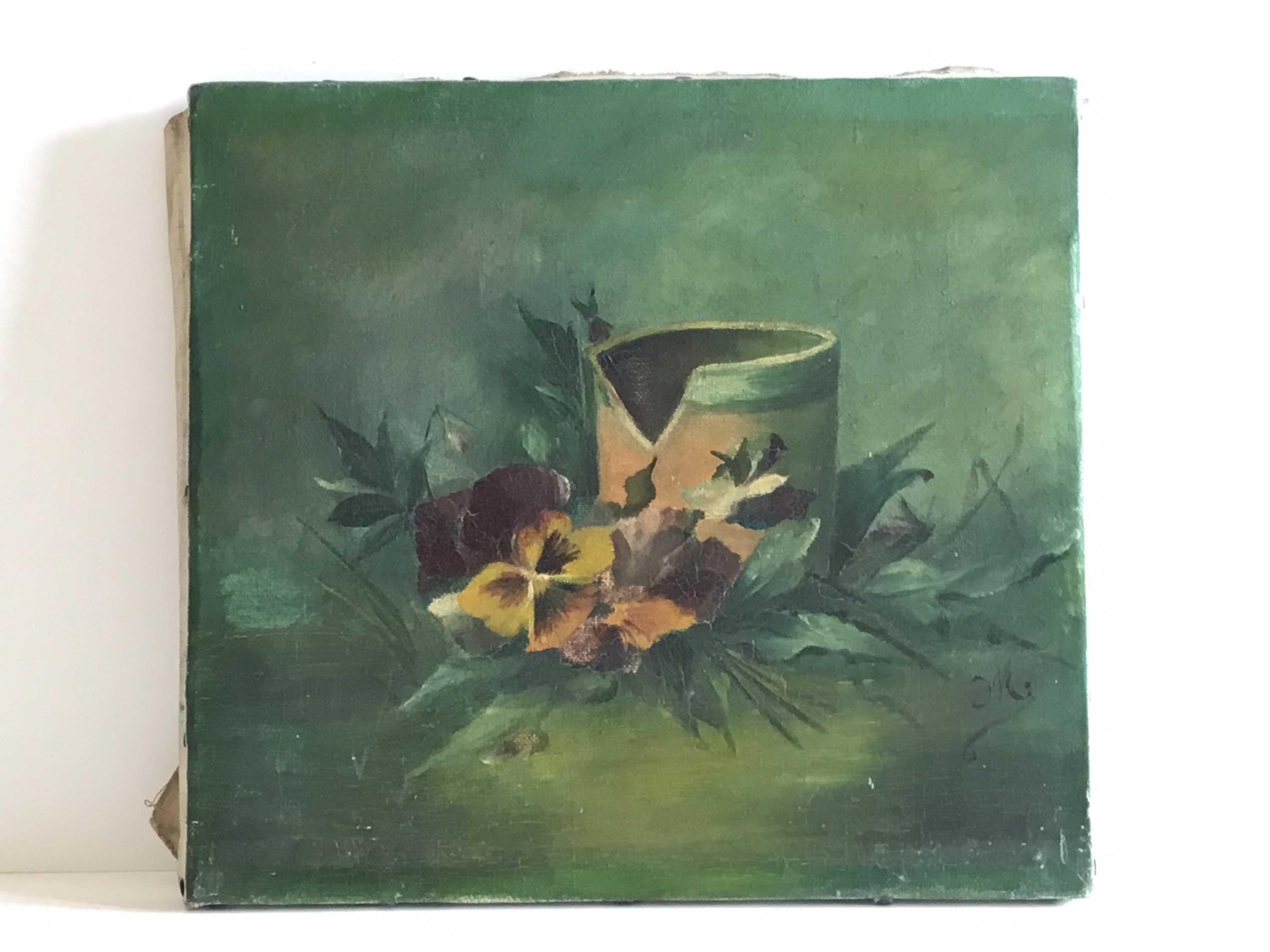 Oil Painting – Romanian Flowers, Composition With Violets, Early 20th Century — photo 3 of 8