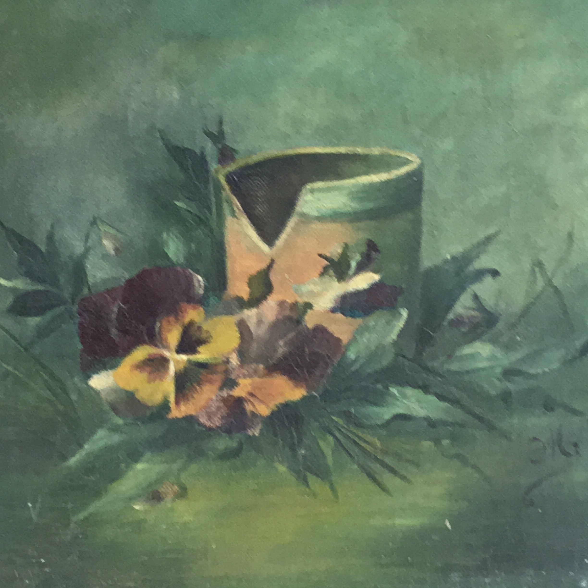 Oil Painting – Romanian Flowers, Composition With Violets, Early 20th Century — photo 5 of 8