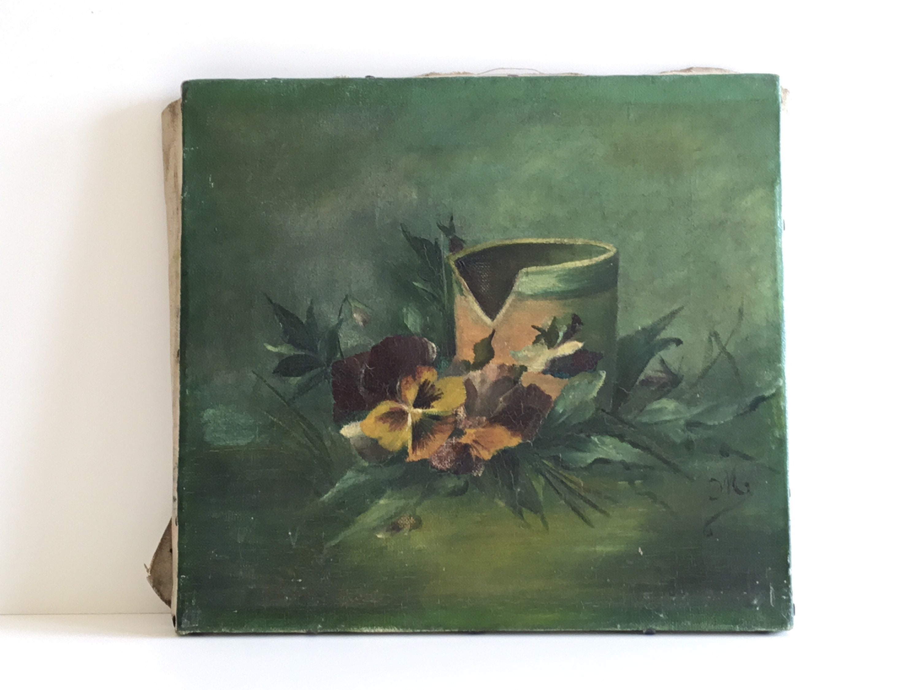 Oil Painting – Romanian Flowers, Composition With Violets, Early 20th Century — photo 6 of 8