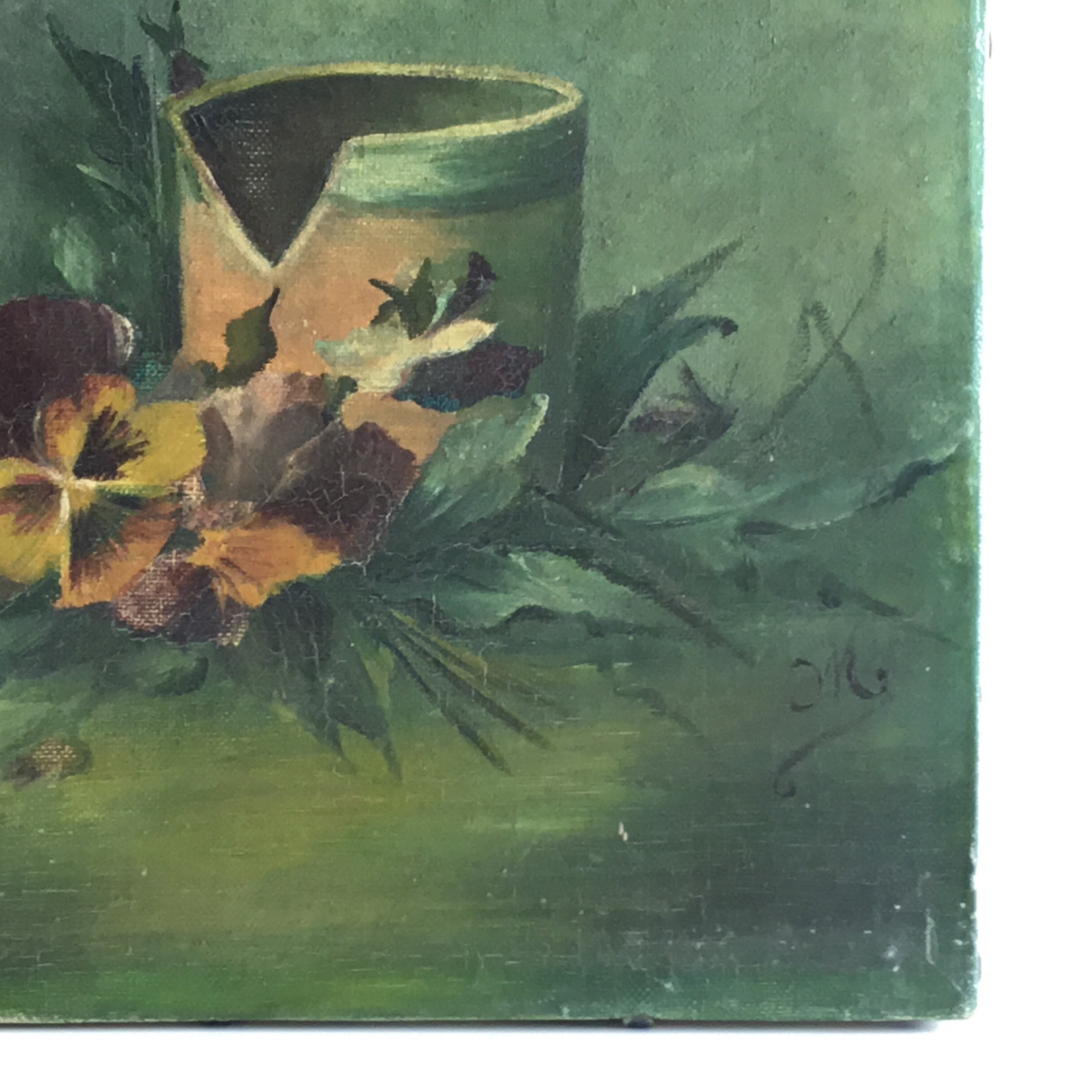 Oil Painting – Romanian Flowers, Composition With Violets, Early 20th Century — photo 7 of 8