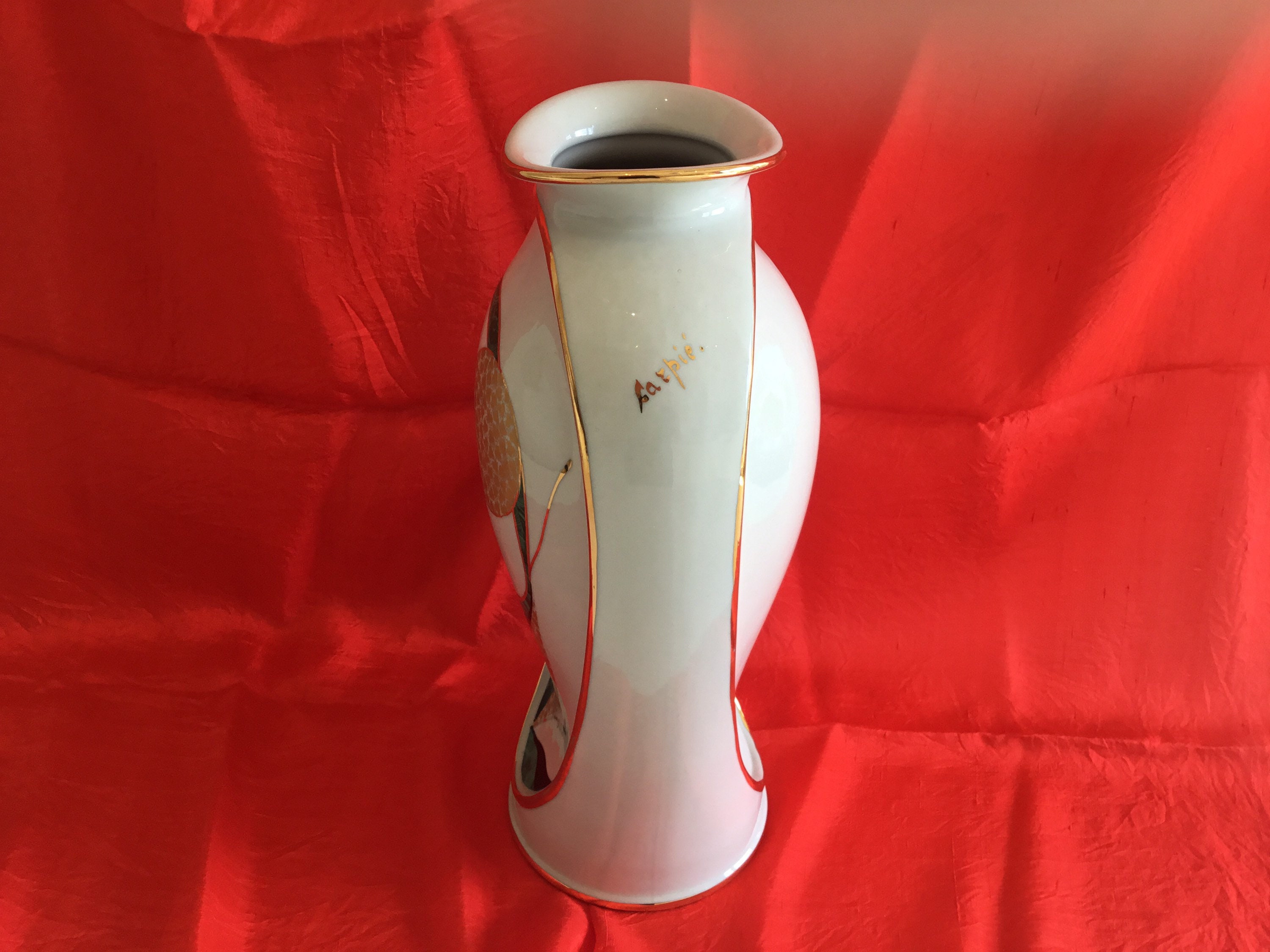 Vintage Porcelain Vase | 1950s Carpié Italy Luxury Hand Painted, Signed Rare Art — photo 4 of 7