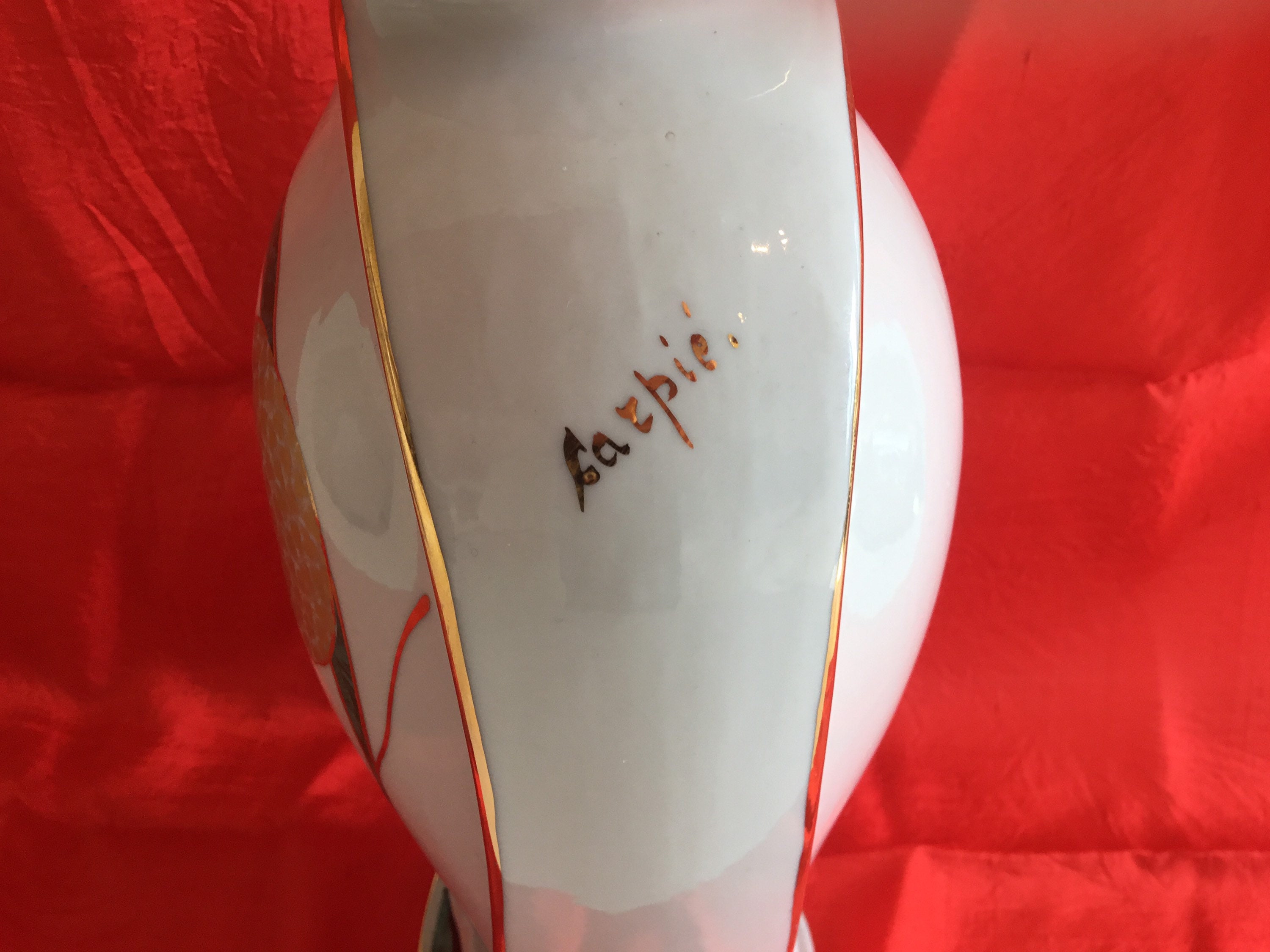 Vintage Porcelain Vase | 1950s Carpié Italy Luxury Hand Painted, Signed Rare Art — photo 6 of 7