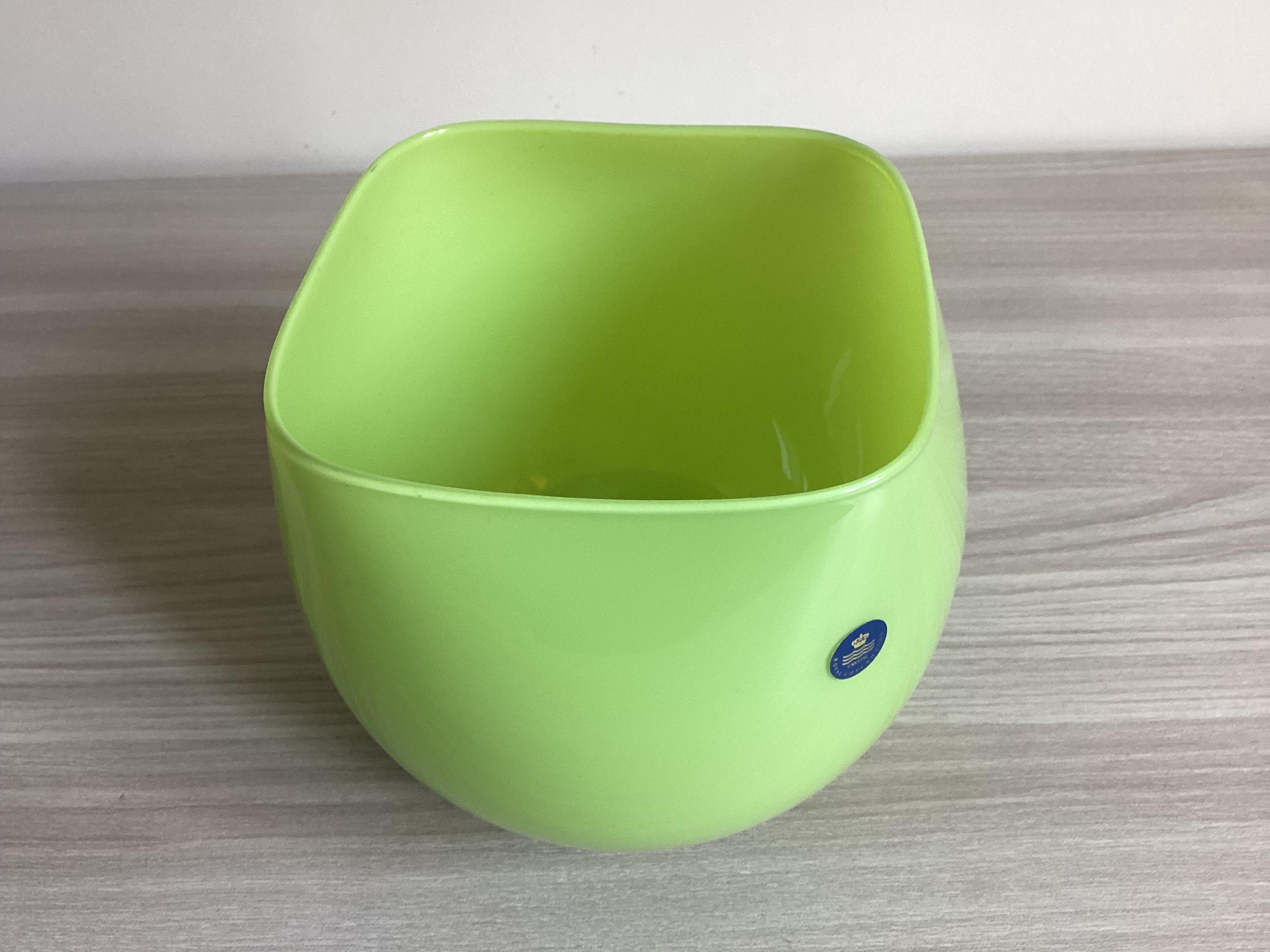 Vintage Royal Copenhagen Crystal Medium CITRUS GREEN Quadro Bowl / Vase — photo 4 of 7