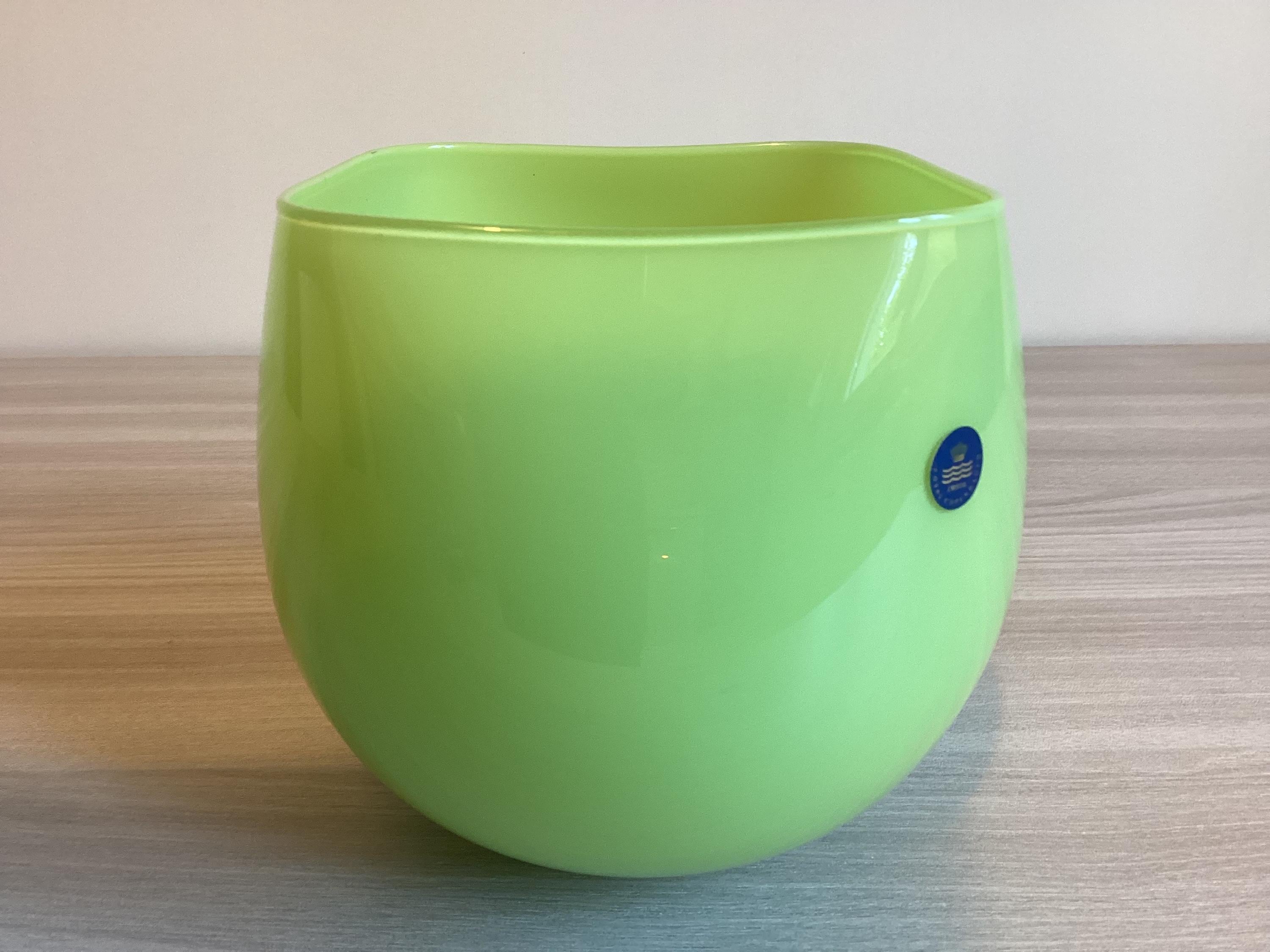 Vintage Royal Copenhagen Crystal Medium CITRUS GREEN Quadro Bowl / Vase — photo 5 of 7