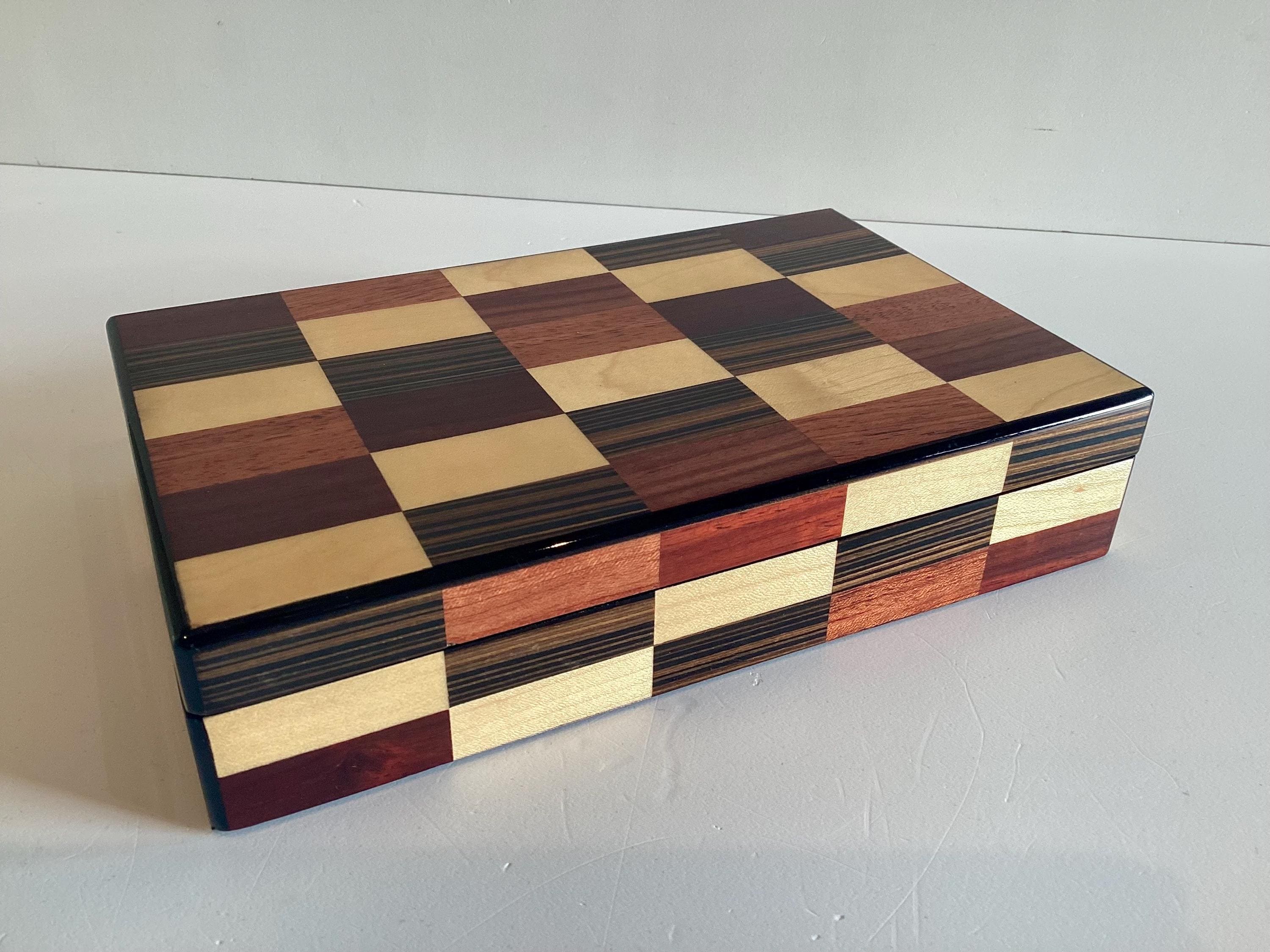 Vintage Casino Box | Fine Wood Inlay Set, Sealed Playing Cards and Dice Collection — photo 3 of 7