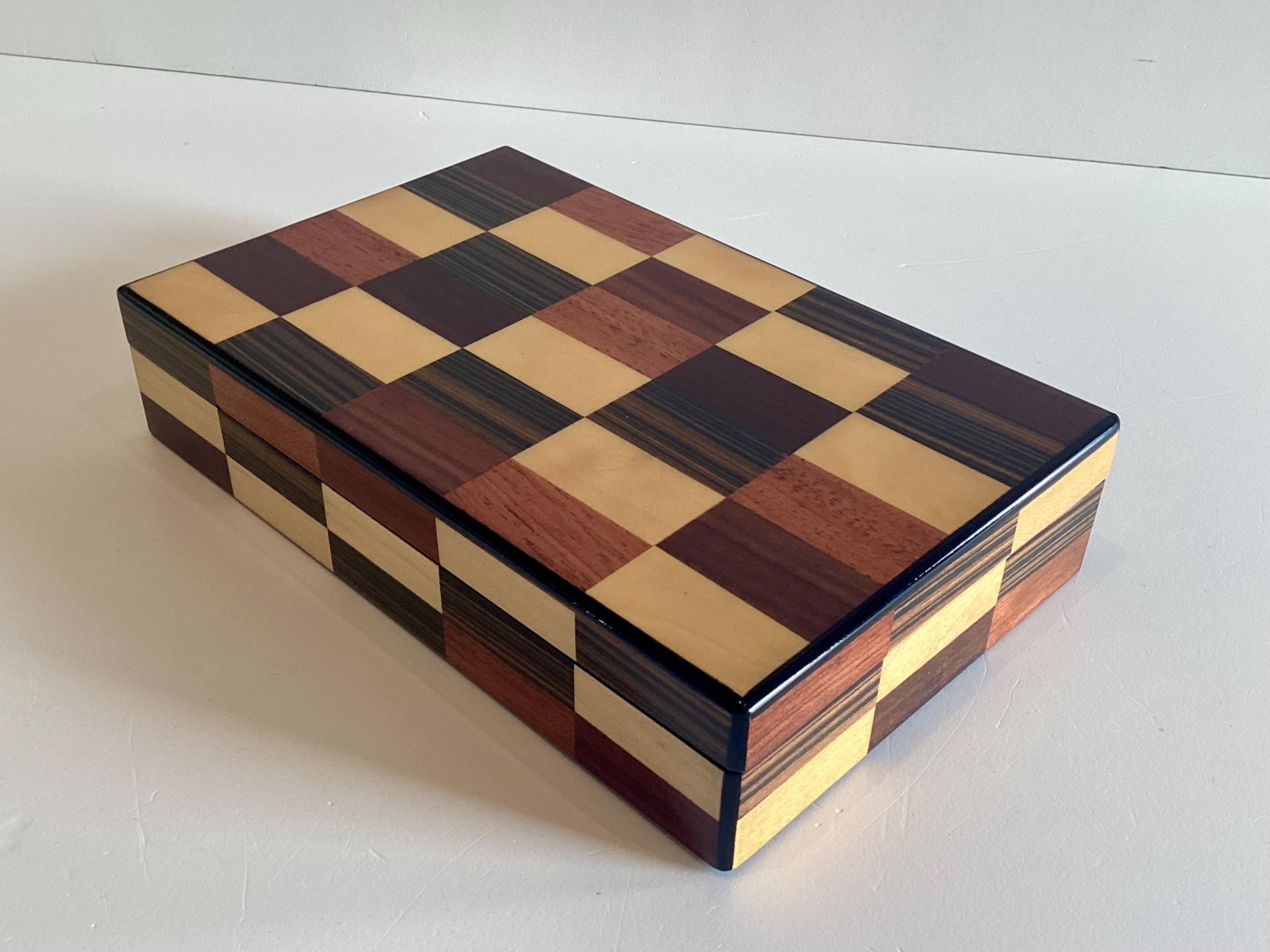 Vintage Casino Box | Fine Wood Inlay Set, Sealed Playing Cards and Dice Collection — photo 5 of 7