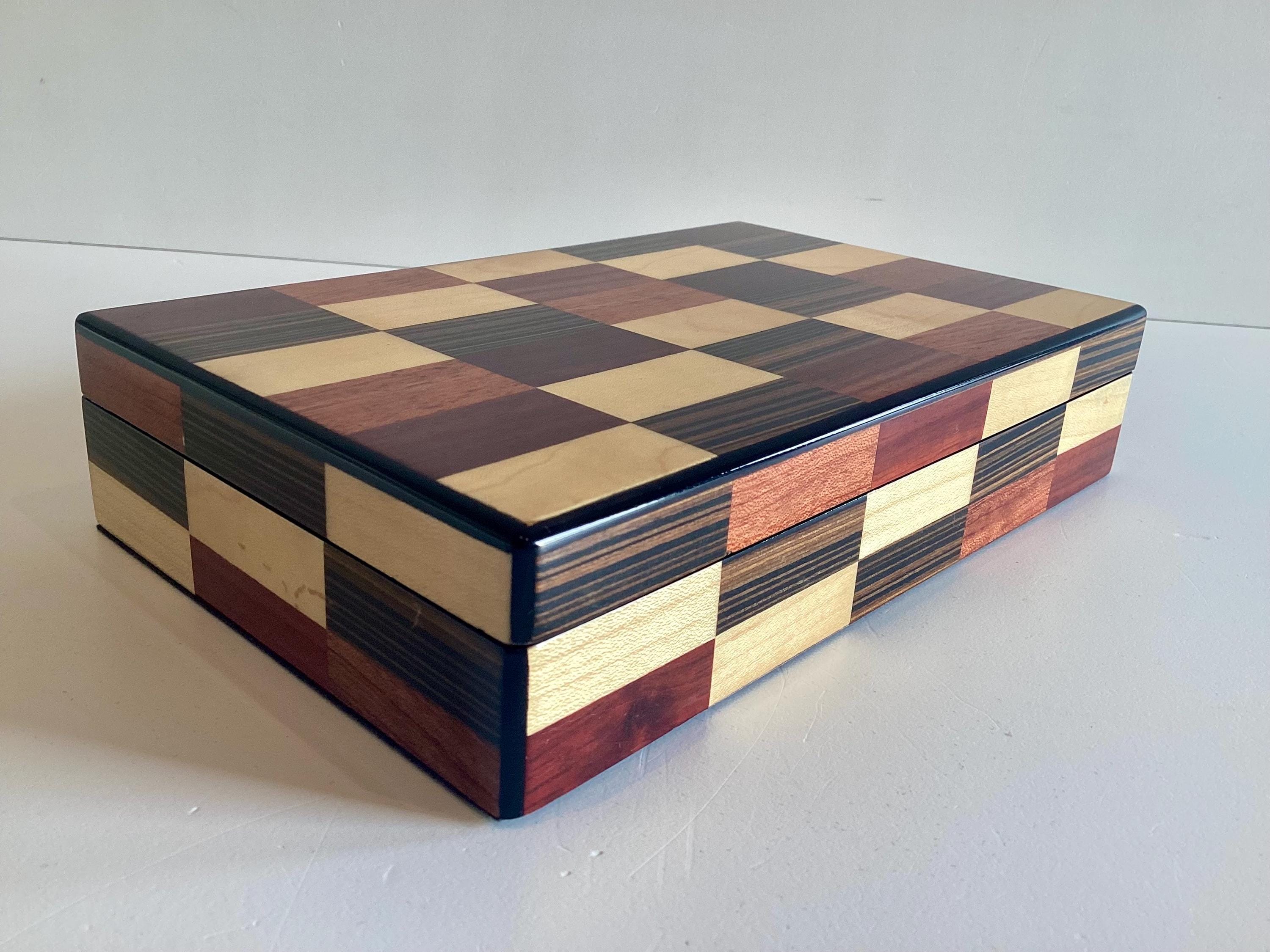 Vintage Casino Box | Fine Wood Inlay Set, Sealed Playing Cards and Dice Collection — photo 6 of 7