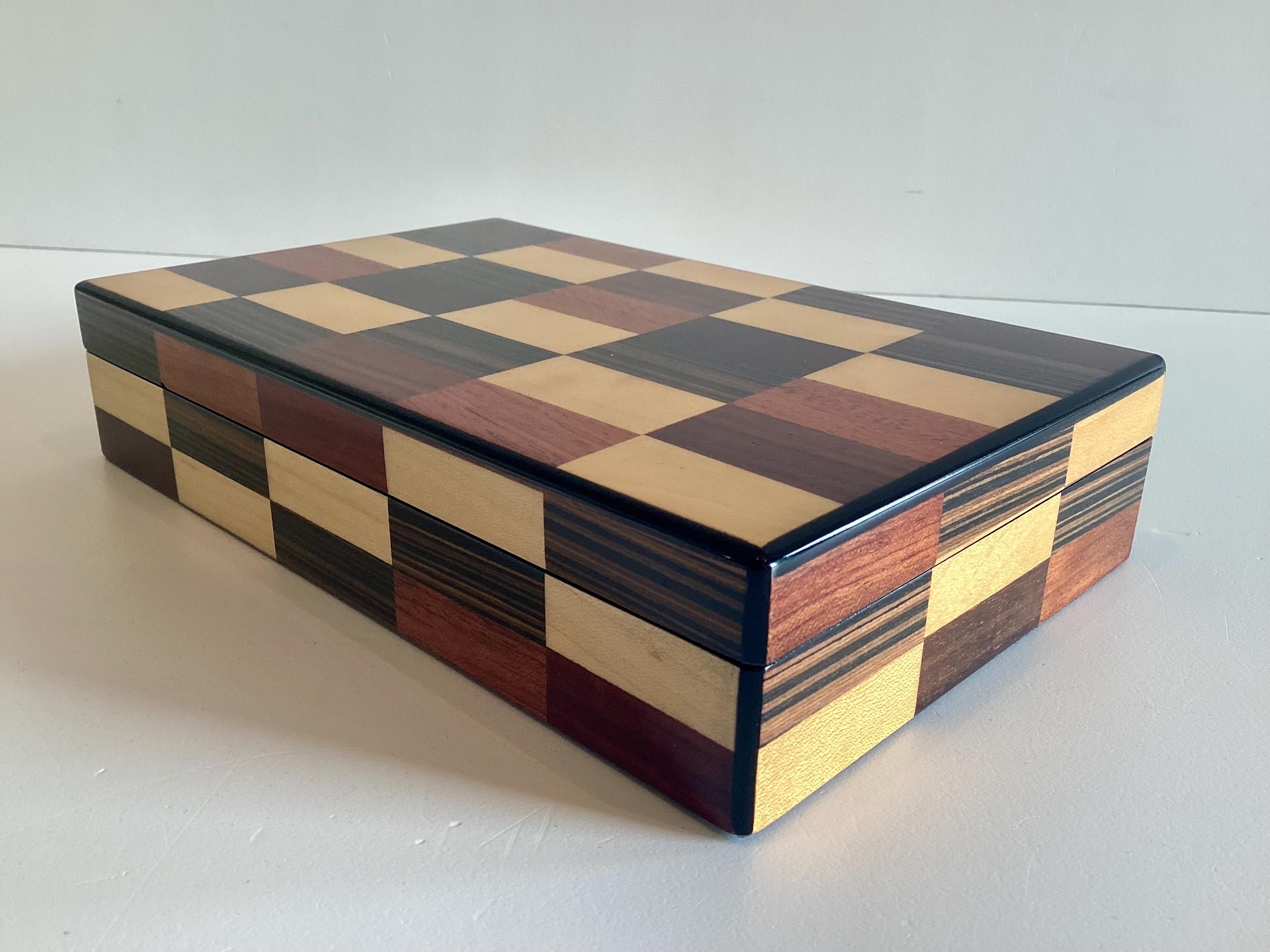 Vintage Casino Box | Fine Wood Inlay Set, Sealed Playing Cards and Dice Collection — photo 7 of 7