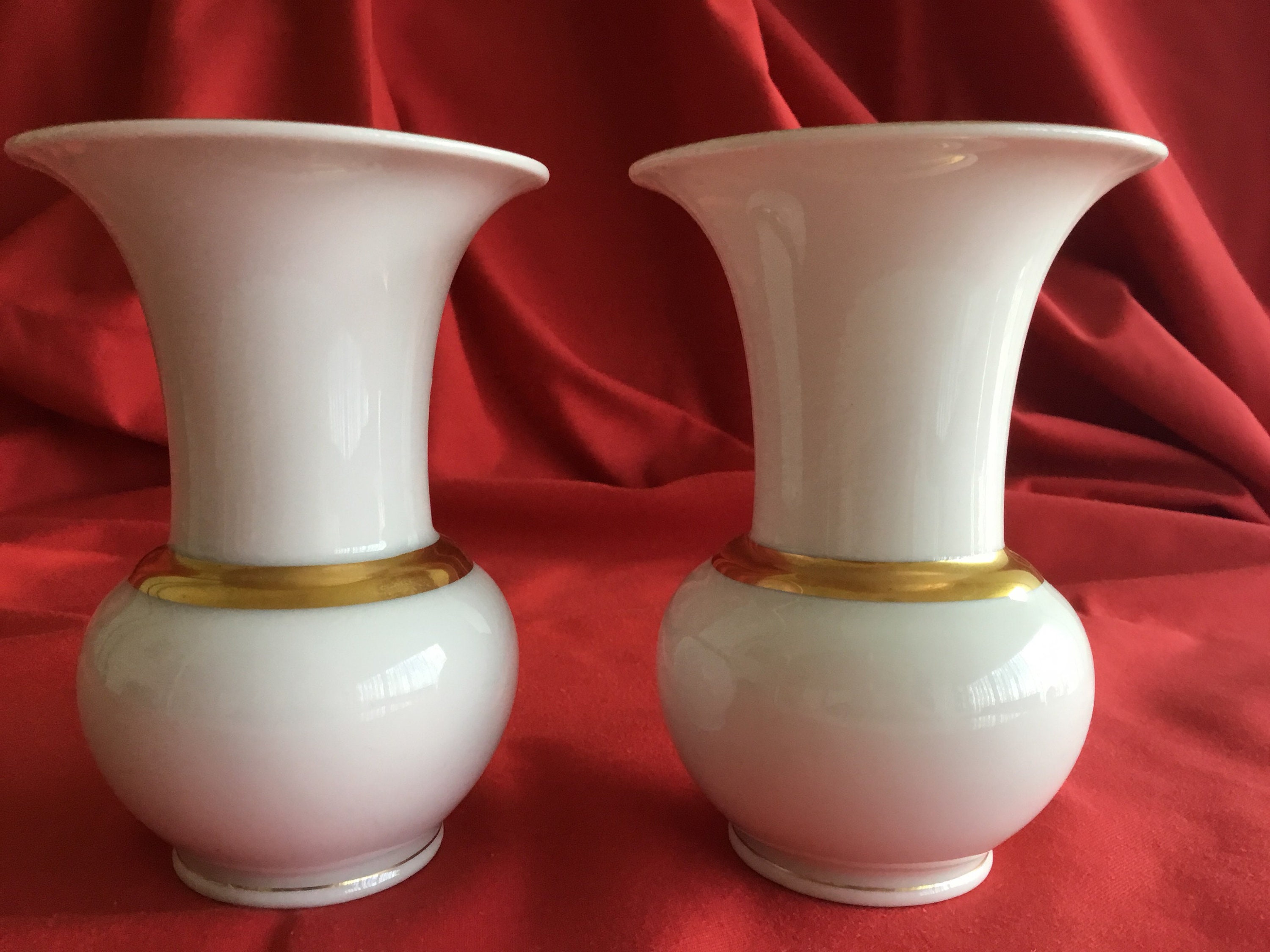 Rosenthal Art Deco Vase Pair Bavaria White Porcelain Gold Germany 1926 — photo 2 of 4