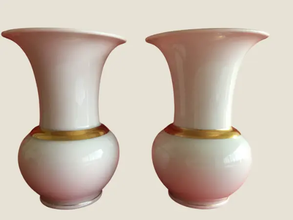 Rosenthal Art Deco Vase Pair Bavaria White Porcelain Gold Germany 1926