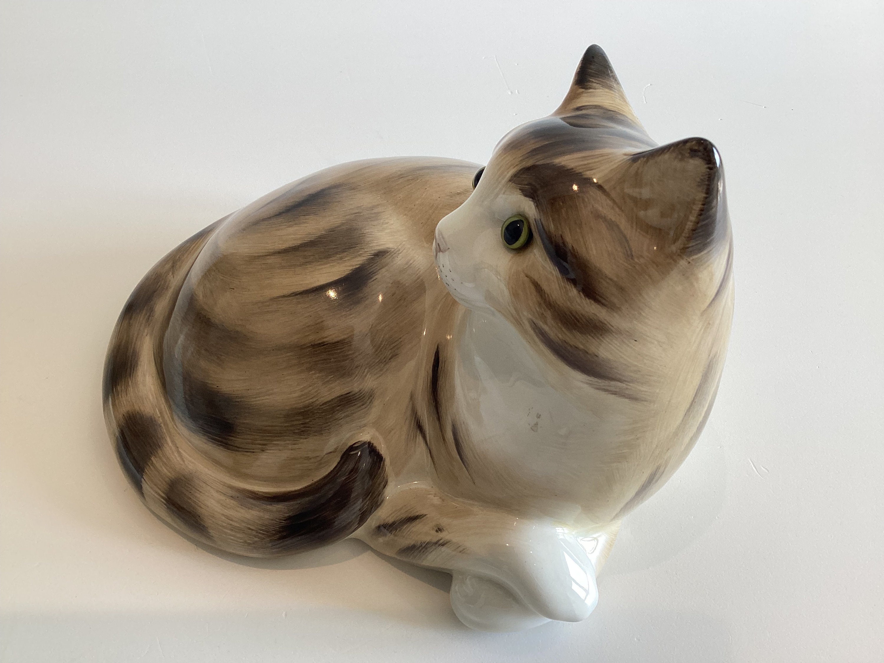 Vintage Porcelain Cat | Just Cat & Friends 1970s England, Glass Eyes Hand Painted Figurine — photo 5 of 8