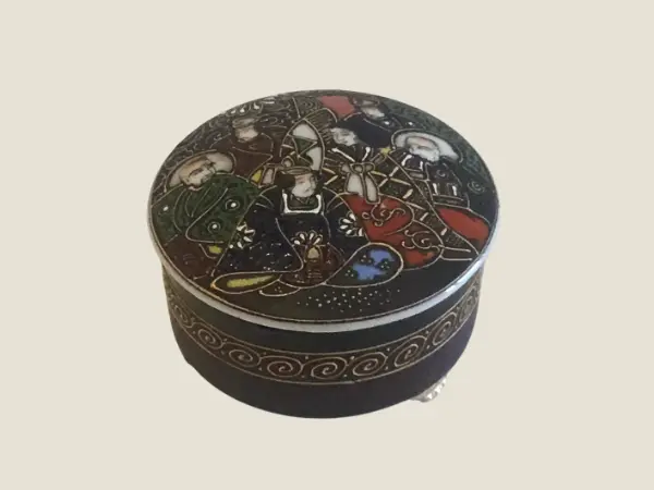Antique Porcelain Box | 1930s Japanese Ishiyama, Hand-Painted Export Ware