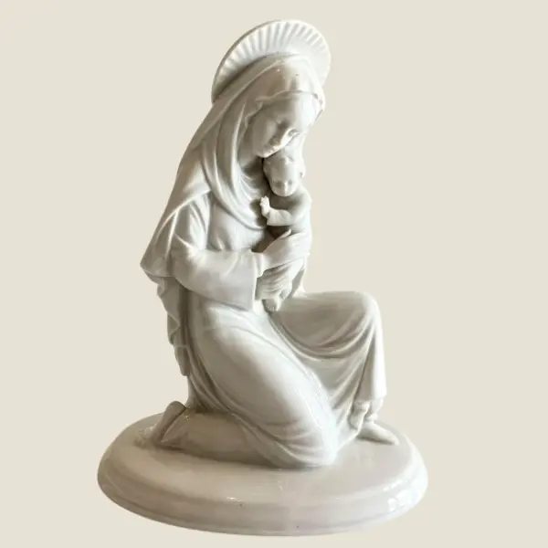 Vintage Metzler Ortloff Madonna with Child Porcelain Figure 1960s - Blanc de Chine German Sculpture