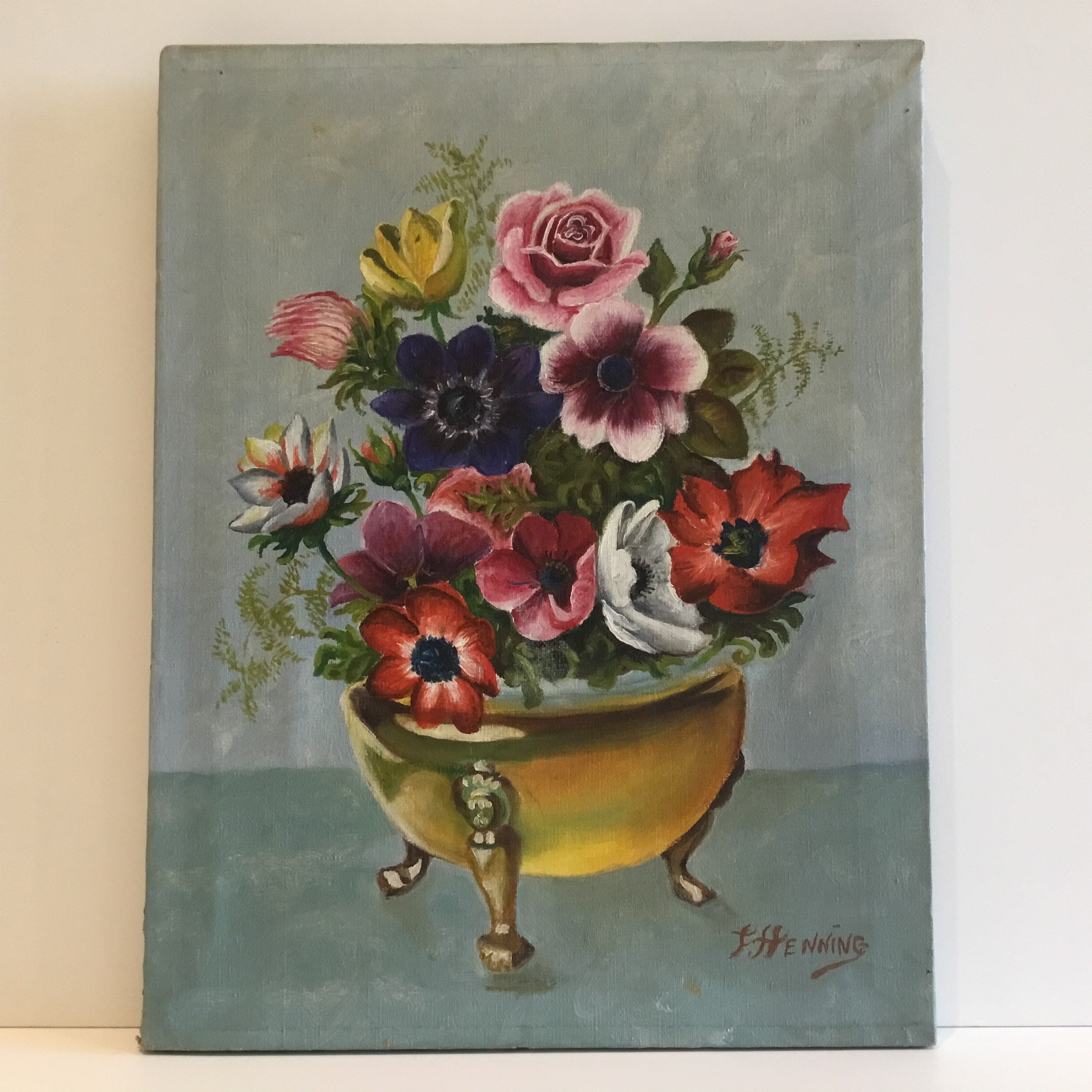 Vintage Painting | 1800s German Floral Still Life, F. Henning Oil on Canvas — photo 3 of 11