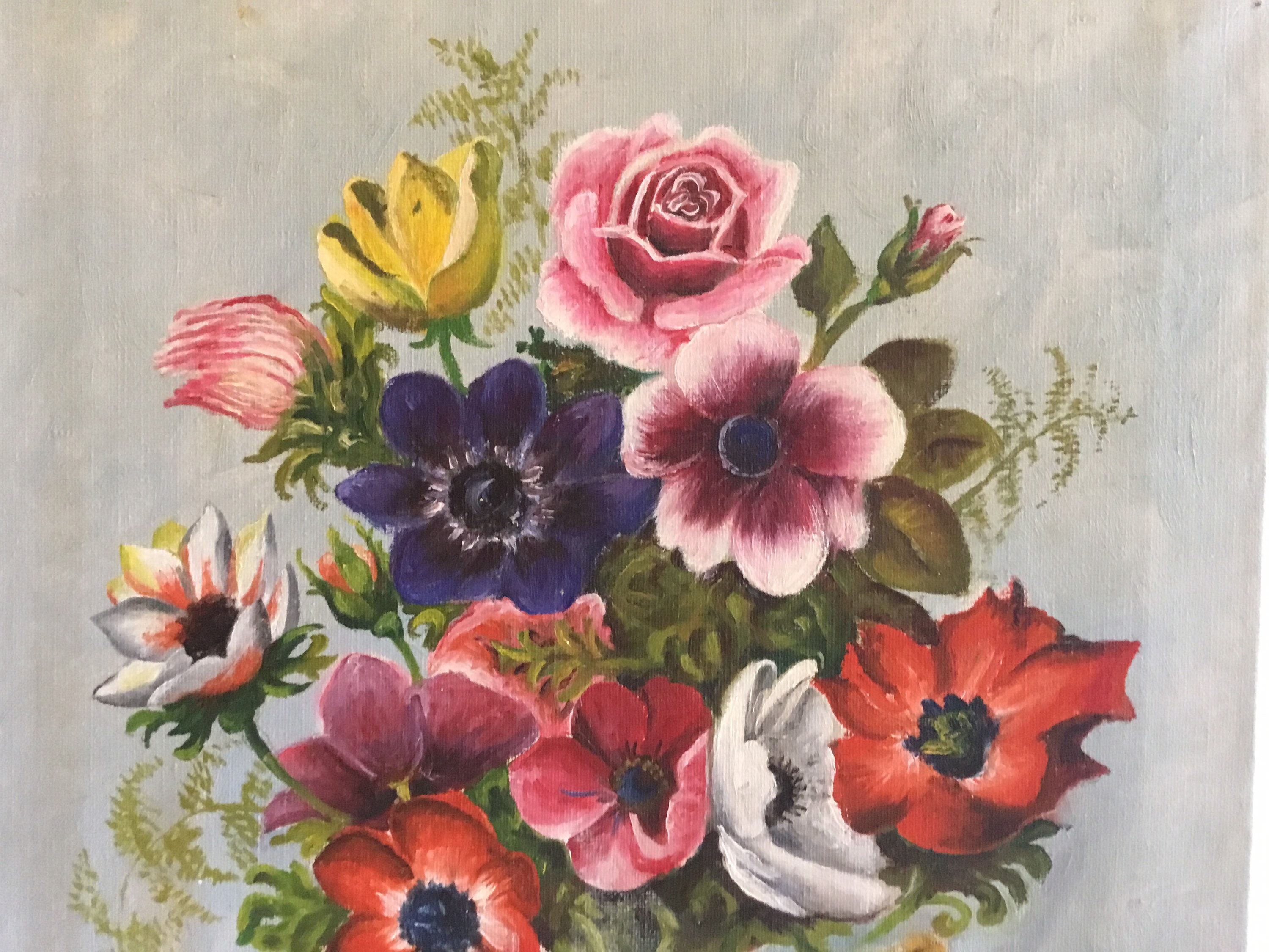 Vintage Painting | 1800s German Floral Still Life, F. Henning Oil on Canvas — photo 5 of 11