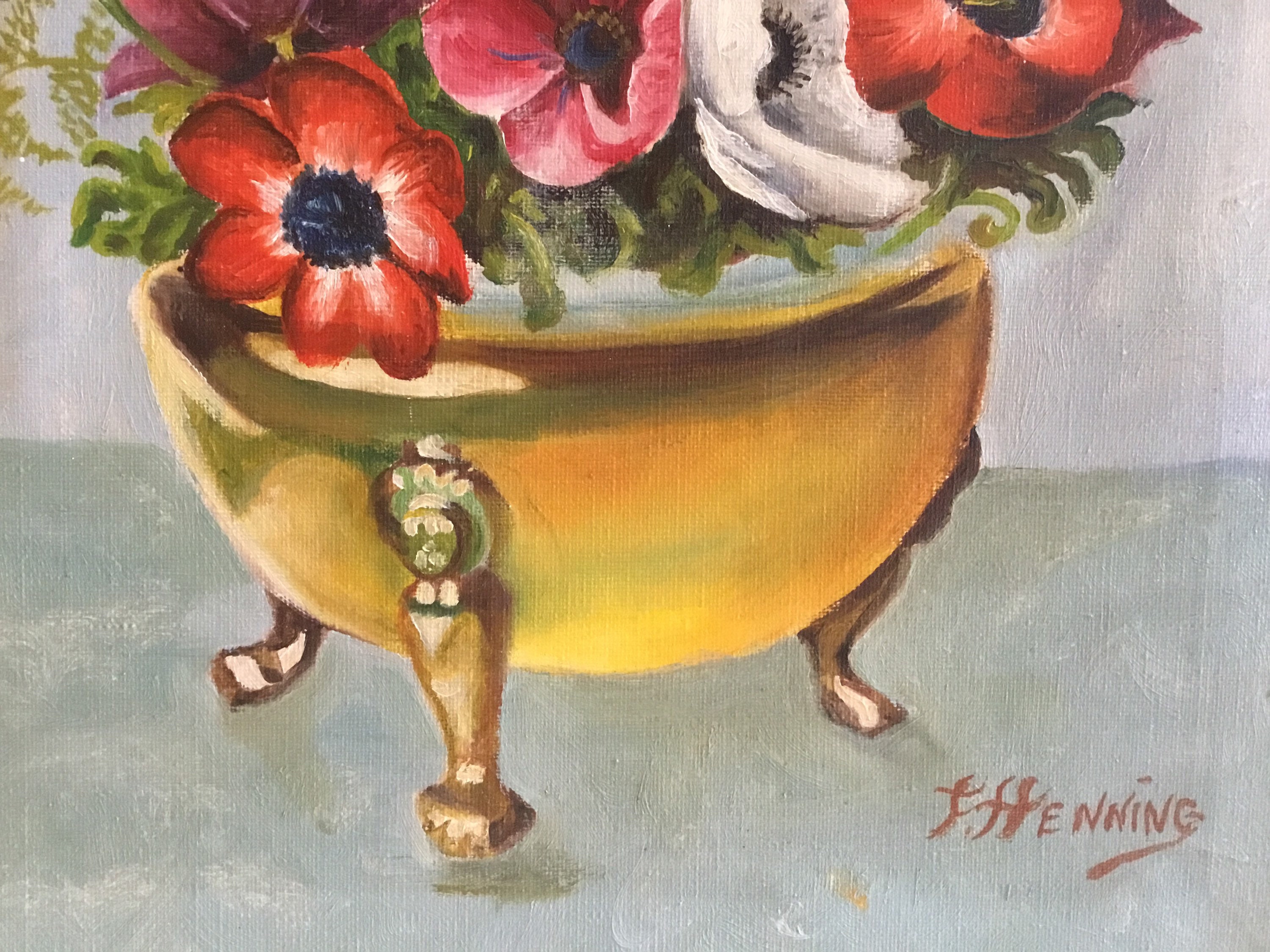 Vintage Painting | 1800s German Floral Still Life, F. Henning Oil on Canvas — photo 10 of 11