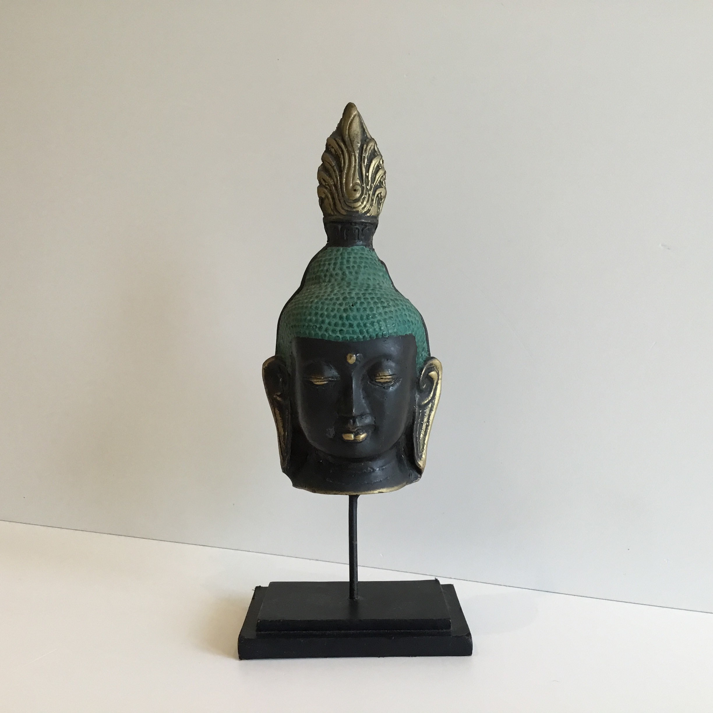 Vintage Buddha Head Bronze Mask Thailand Early 1900s Hand Cast Sculpture — photo 2 of 8