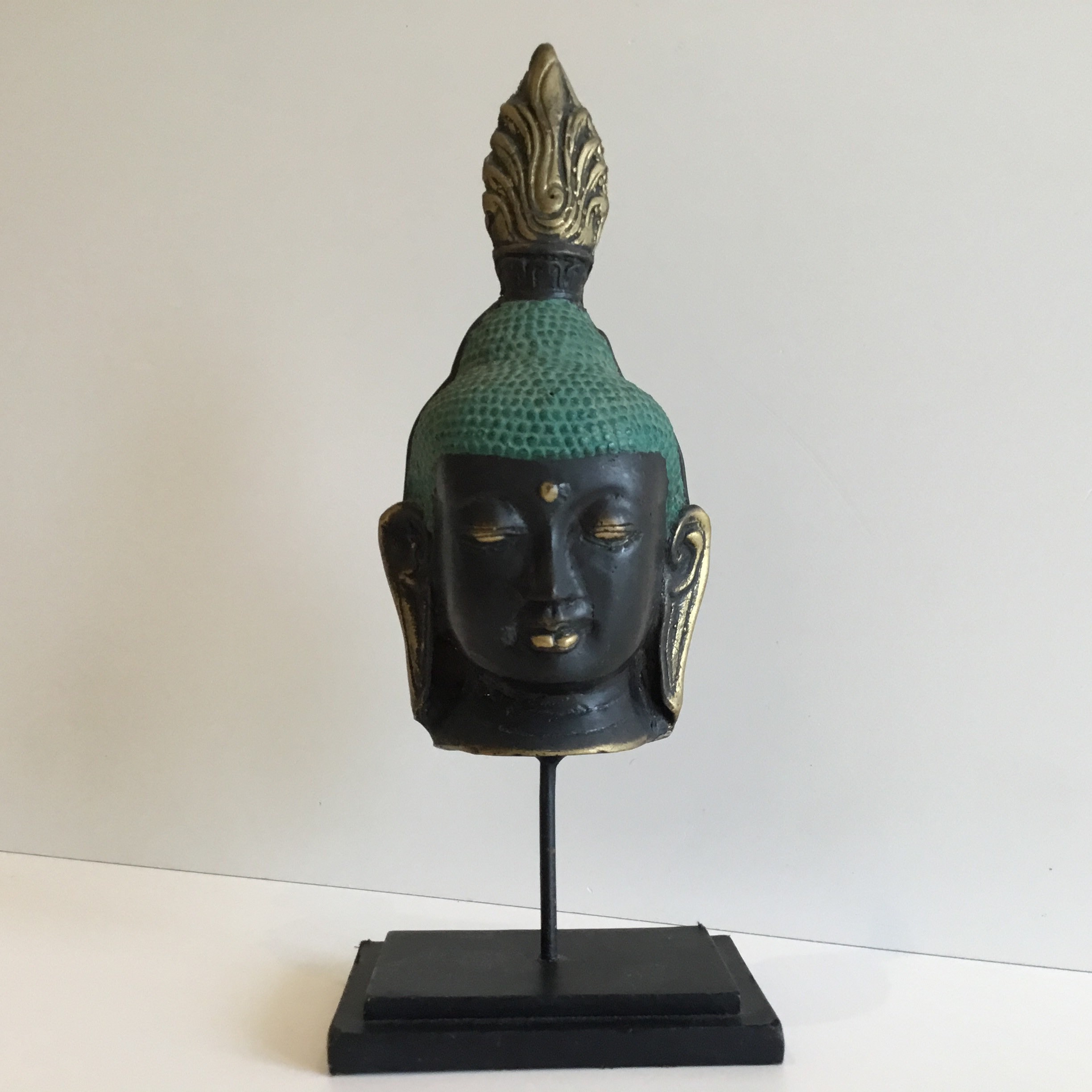 Vintage Buddha Head Bronze Mask Thailand Early 1900s Hand Cast Sculpture — photo 3 of 8