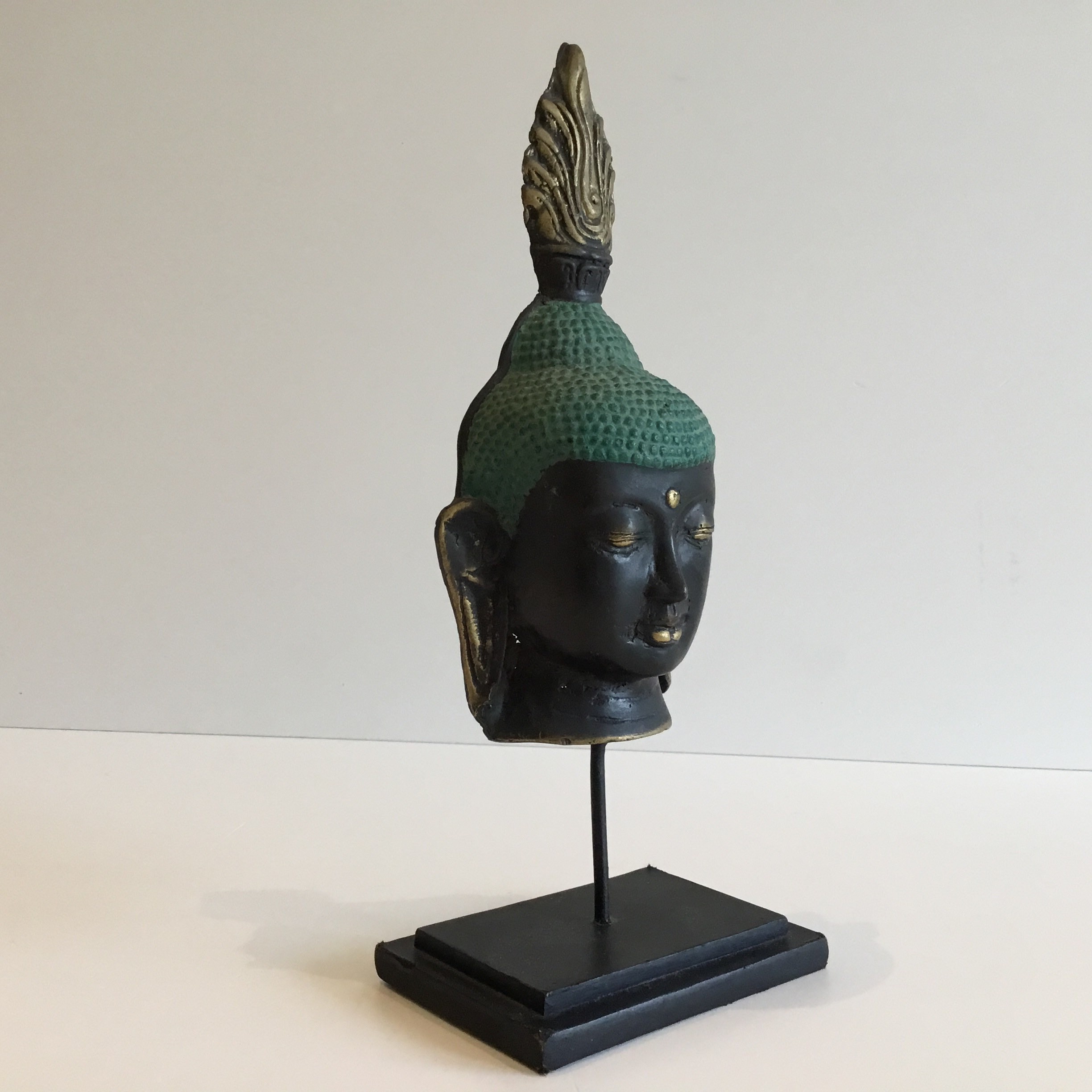 Vintage Buddha Head Bronze Mask Thailand Early 1900s Hand Cast Sculpture — photo 4 of 8