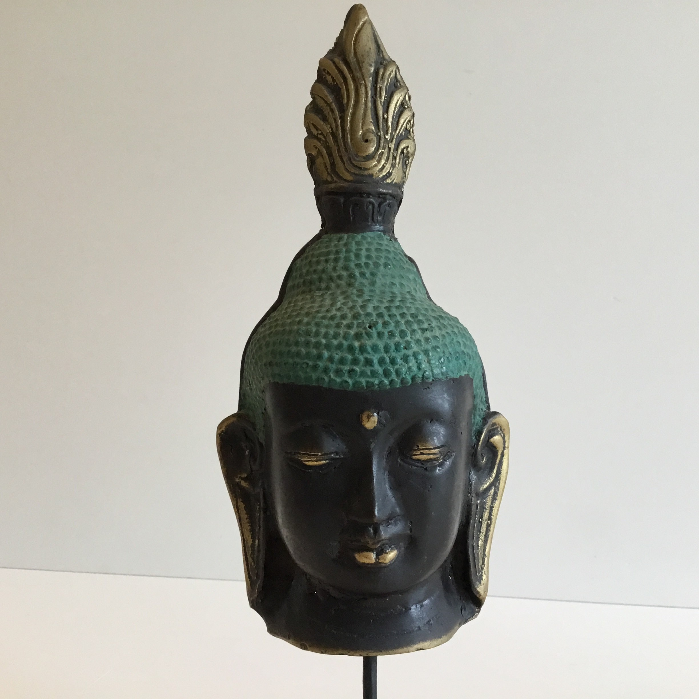 Vintage Buddha Head Bronze Mask Thailand Early 1900s Hand Cast Sculpture — photo 5 of 8