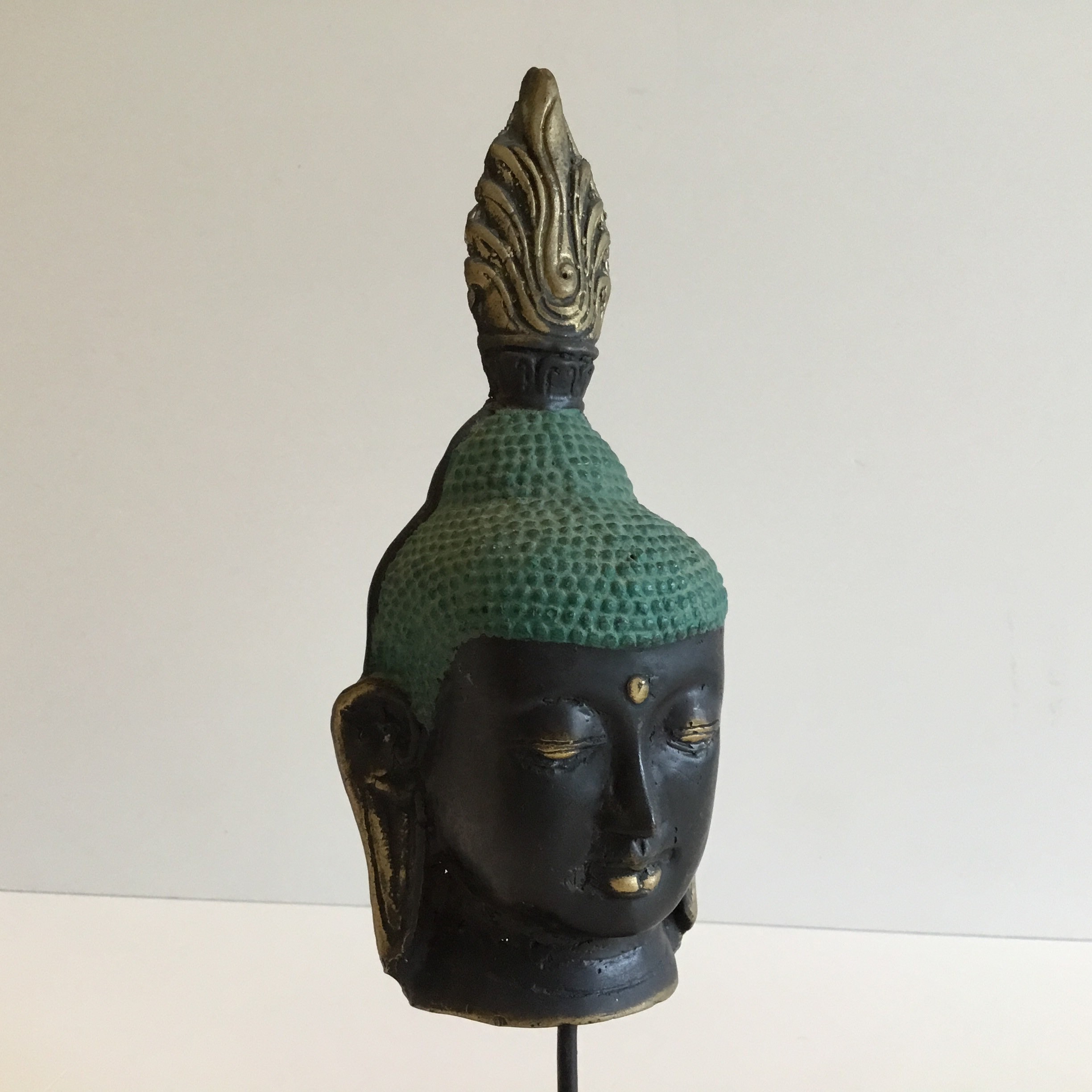 Vintage Buddha Head Bronze Mask Thailand Early 1900s Hand Cast Sculpture — photo 6 of 8