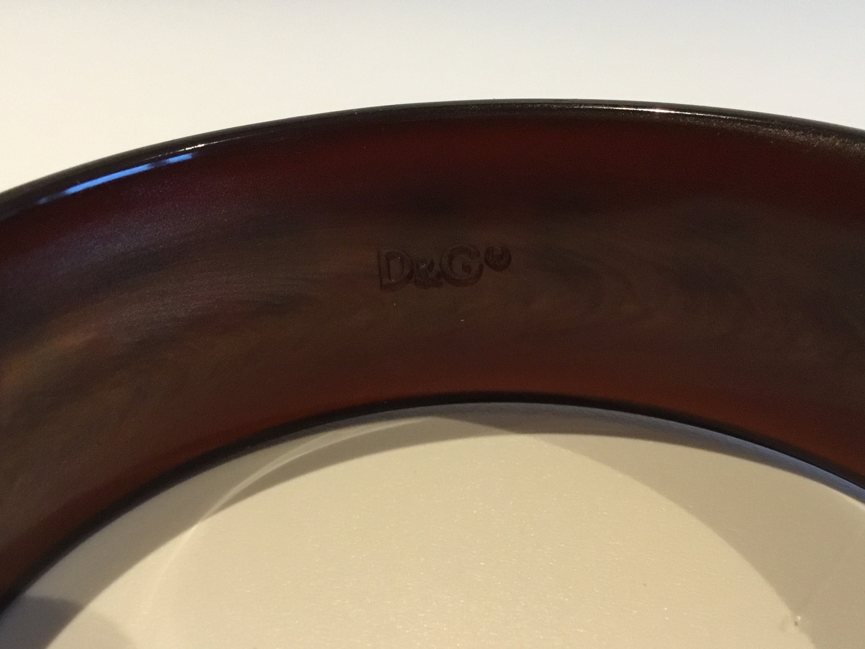 Vintage Jewelry | Dolce & Gabbana Design [1990s] Brown Resin Bangle With Gold Studs — photo 3 of 4