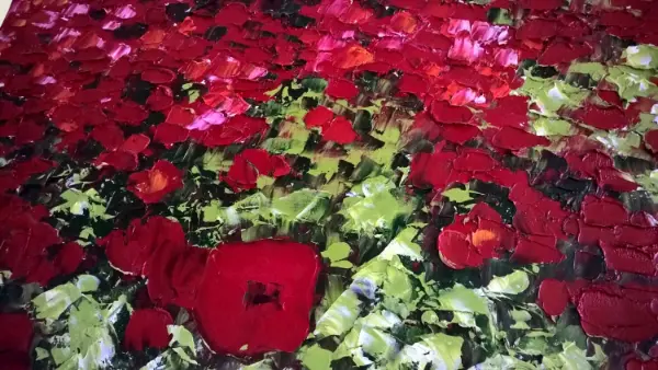 Large Painting | Judith Benguigui French Oil on Canvas, 1997 Poppy Field Exhibition Provenance