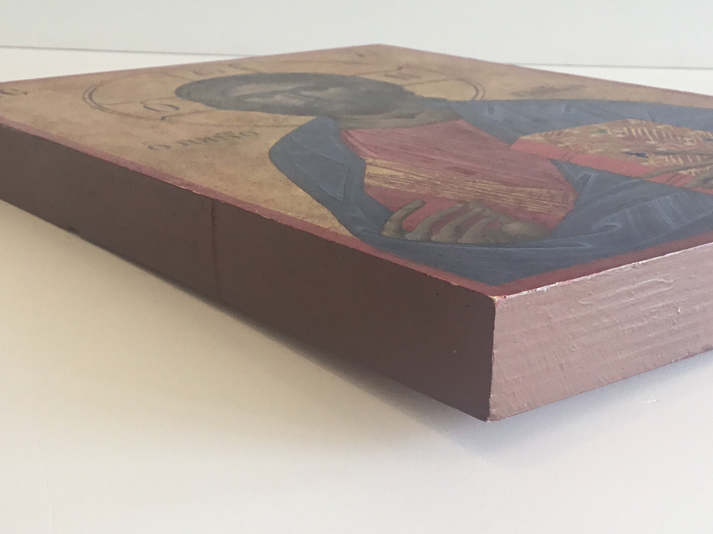 Vintage Orthodox Icon | Pantocrator Christ 1950s Greece, Hand Painted Tempera on Wood — photo 9 of 10