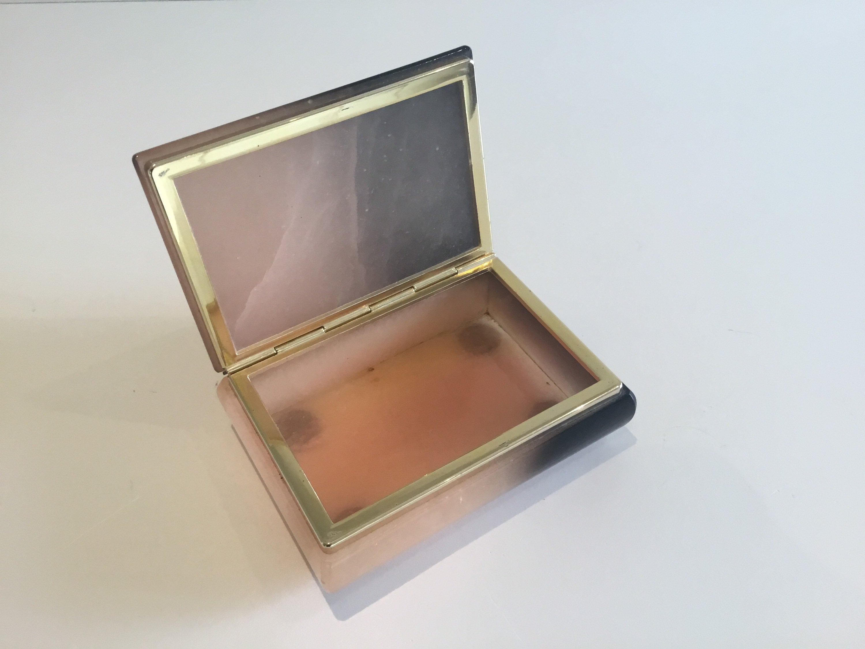 Vintage Onyx Box | 1980s Italian Jewelry-Cigarette Case, Handmade Floral Print — photo 4 of 7