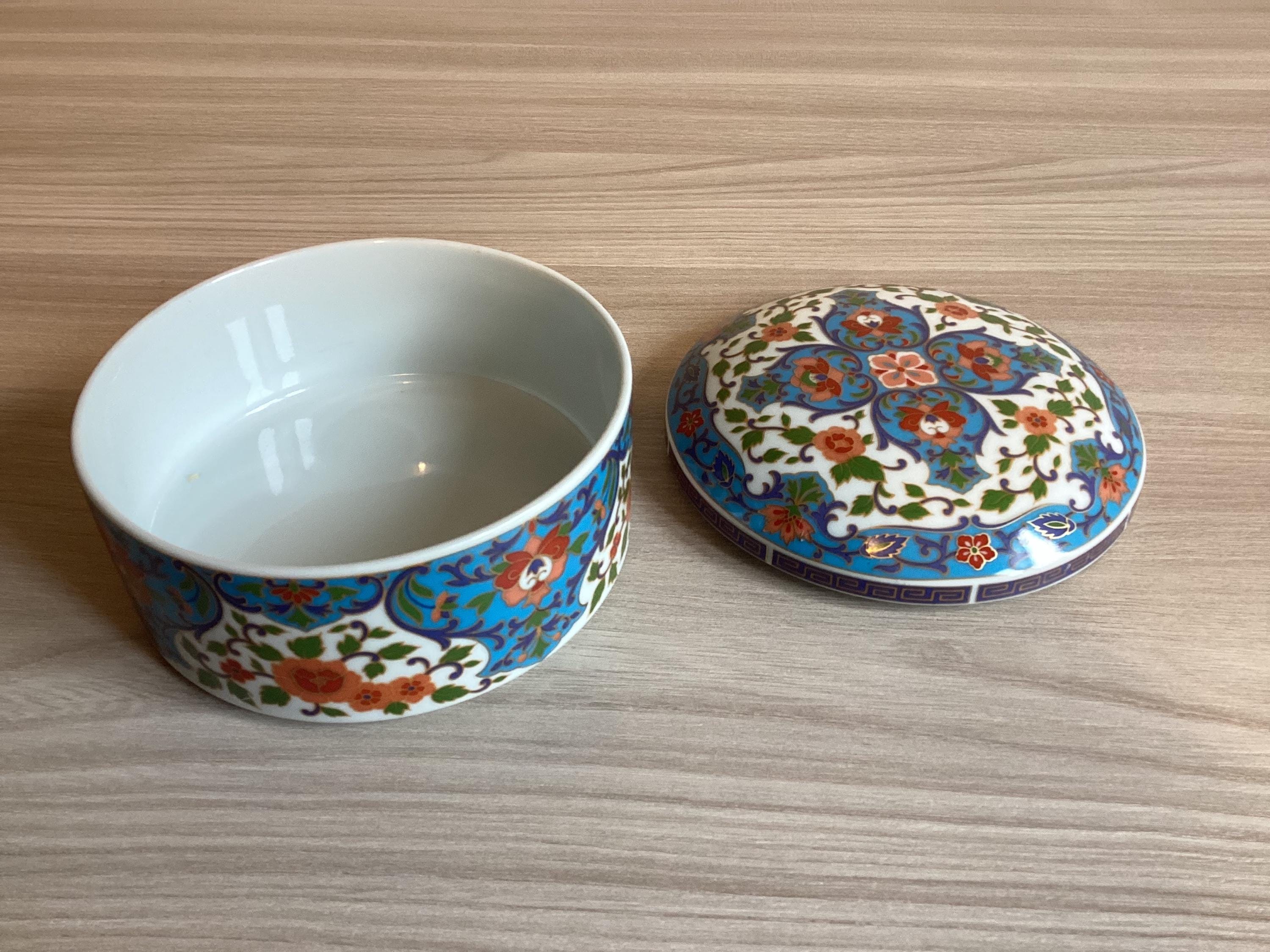 Vintage Porcelain Box | 1970s Japan Arita Ware Asuka Kiln, Floral Motif Collectible — photo 6 of 7