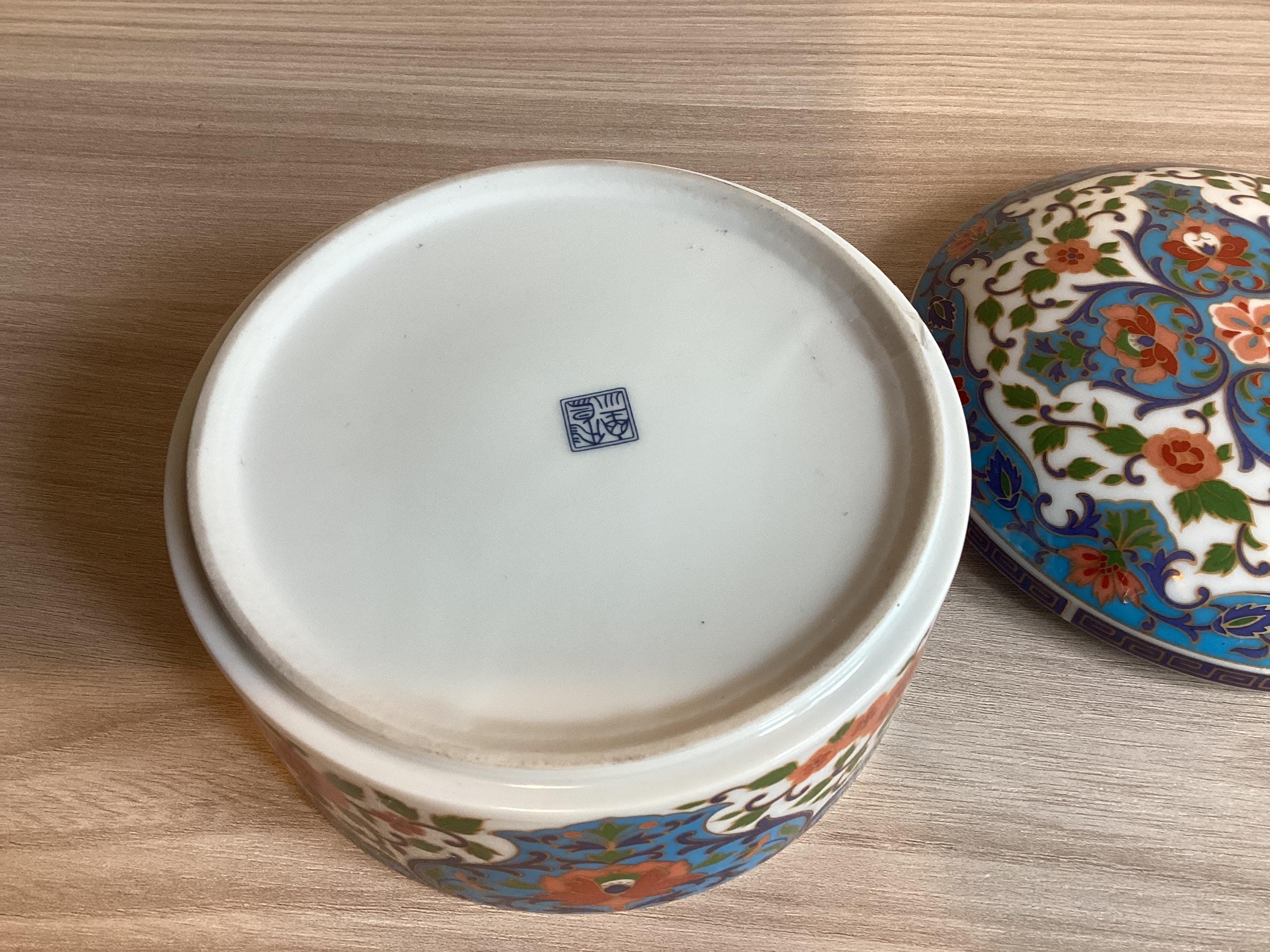 Vintage Porcelain Box | 1970s Japan Arita Ware Asuka Kiln, Floral Motif Collectible — photo 7 of 7