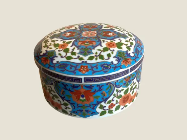 Vintage Porcelain Box | 1970s Japan Arita Ware Asuka Kiln, Floral Motif Collectible