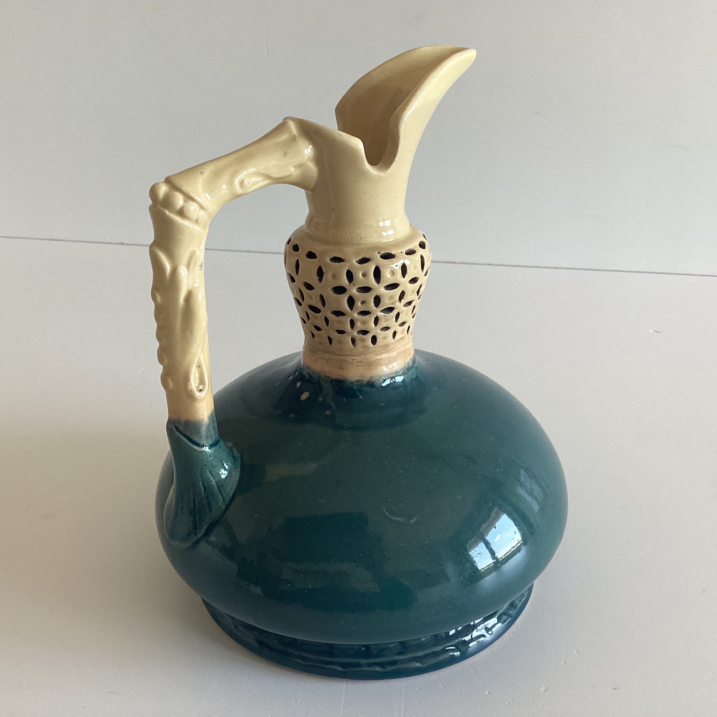 Porcelain Pitcher Zsolnay Green Glazed Majolica (1896) Collectible — photo 3 of 8