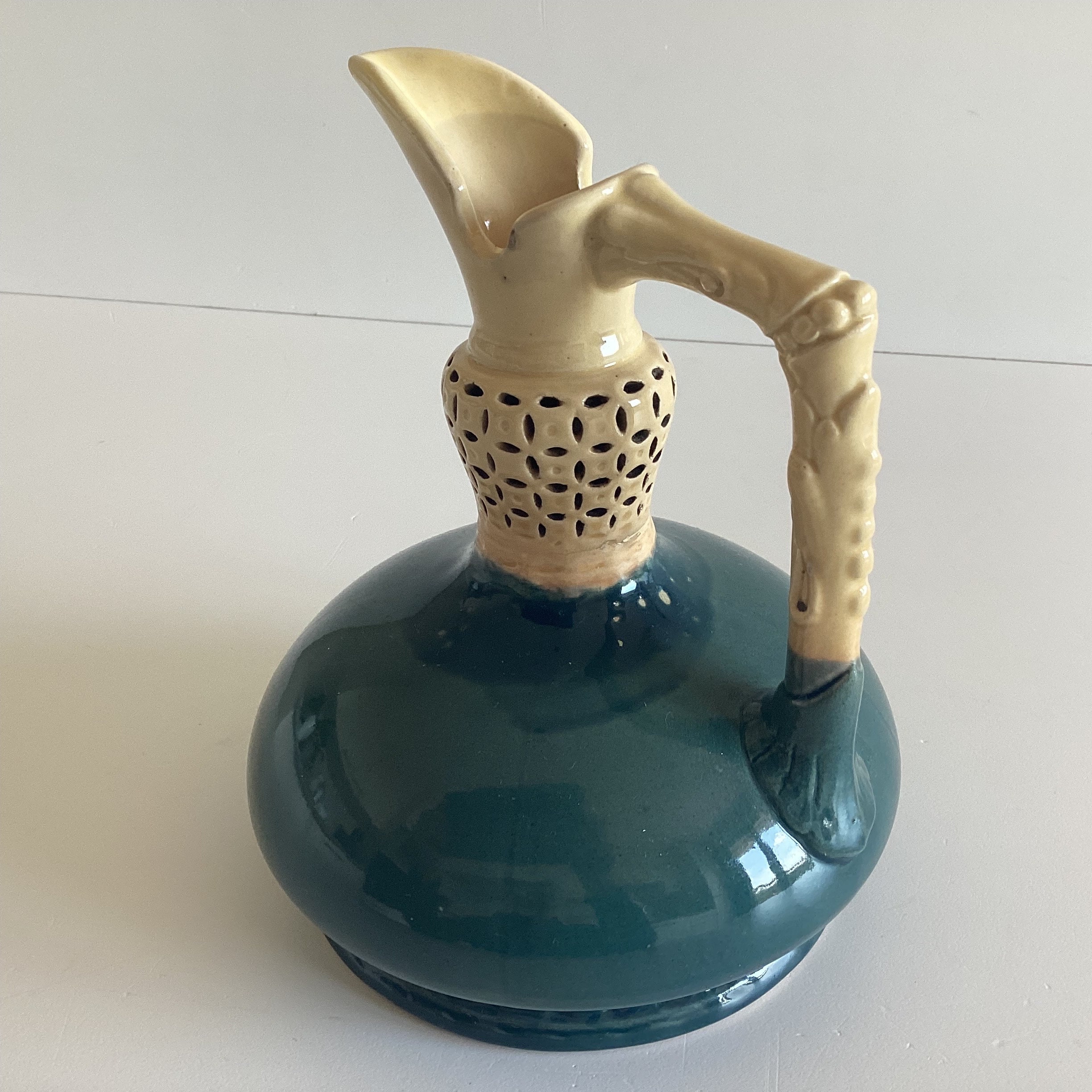 Porcelain Pitcher Zsolnay Green Glazed Majolica (1896) Collectible — photo 4 of 8