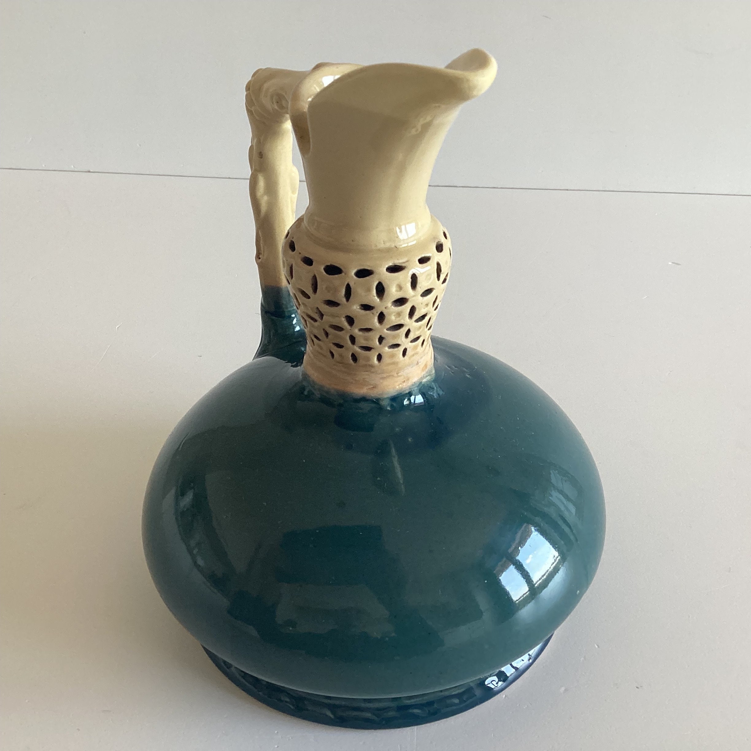 Porcelain Pitcher Zsolnay Green Glazed Majolica (1896) Collectible — photo 5 of 8