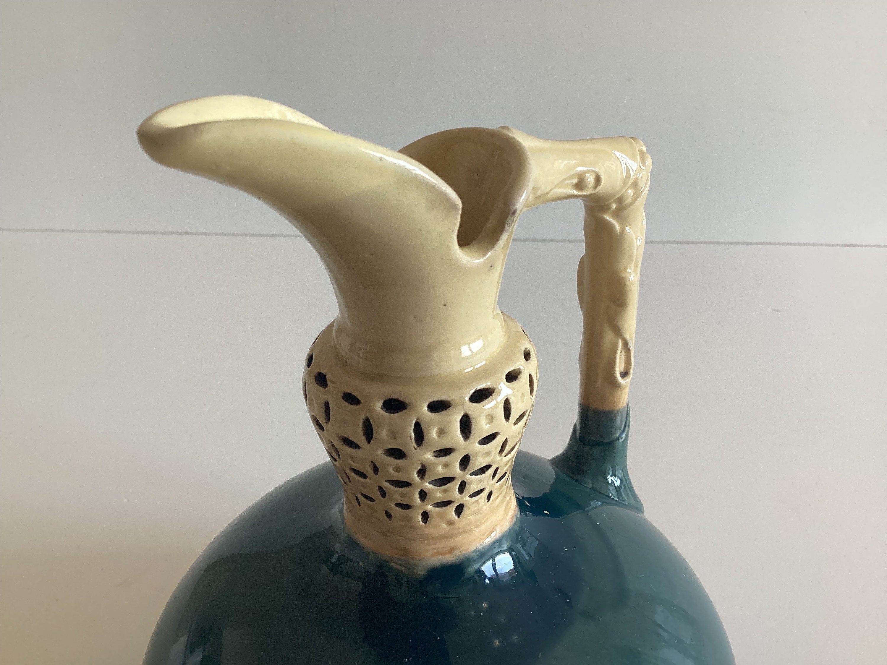 Porcelain Pitcher Zsolnay Green Glazed Majolica (1896) Collectible — photo 6 of 8