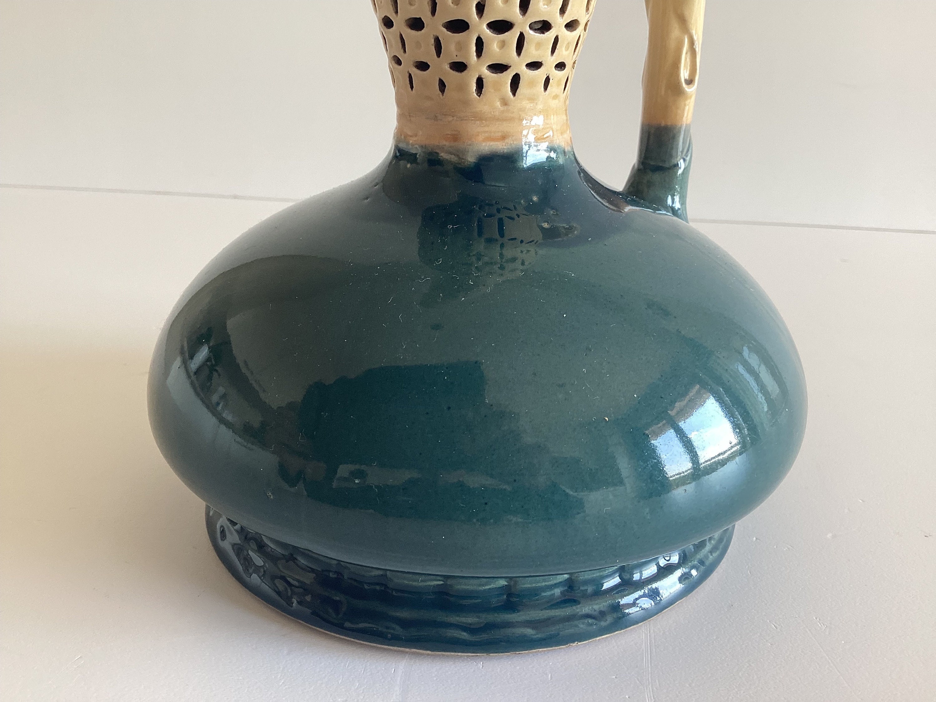 Porcelain Pitcher Zsolnay Green Glazed Majolica (1896) Collectible — photo 7 of 8