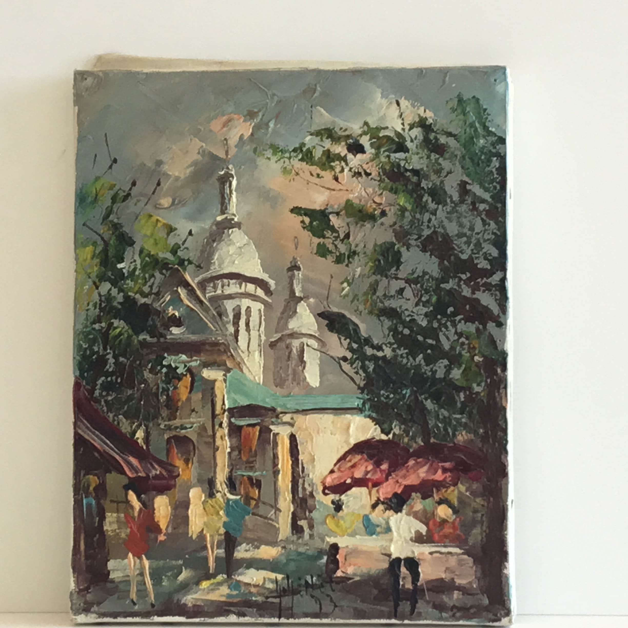 Vintage Painting | Montmartre Paris Landscape 1973, French Palette Knife Art — photo 2 of 10