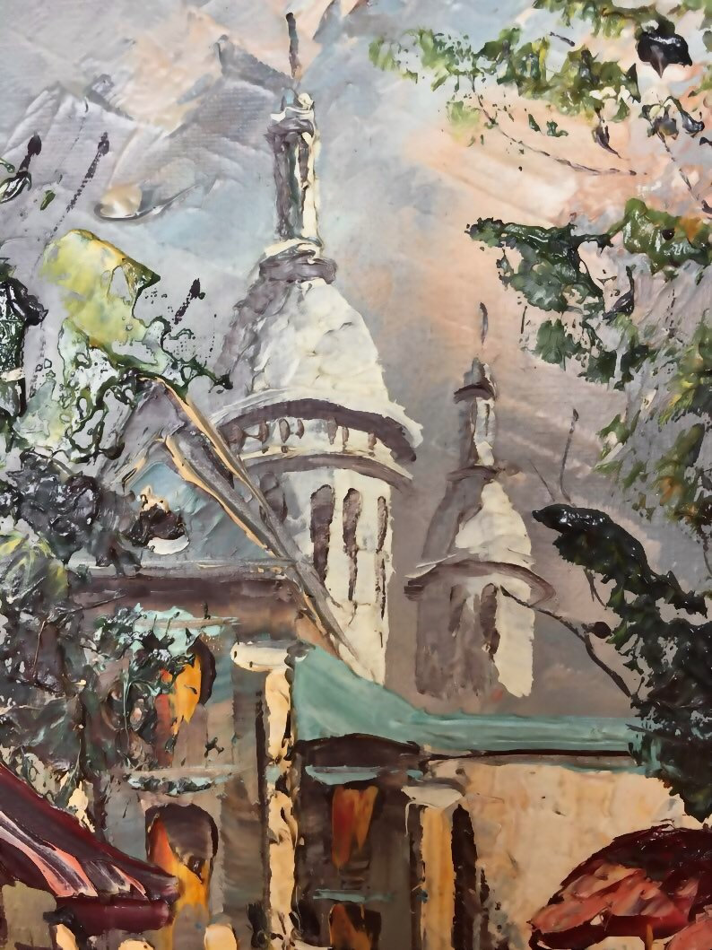 Vintage Painting | Montmartre Paris Landscape 1973, French Palette Knife Art — photo 3 of 10