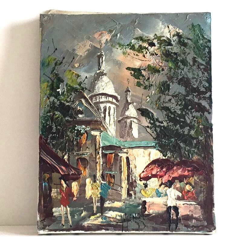 Vintage Painting | Montmartre Paris Landscape 1973, French Palette Knife Art — photo 6 of 10