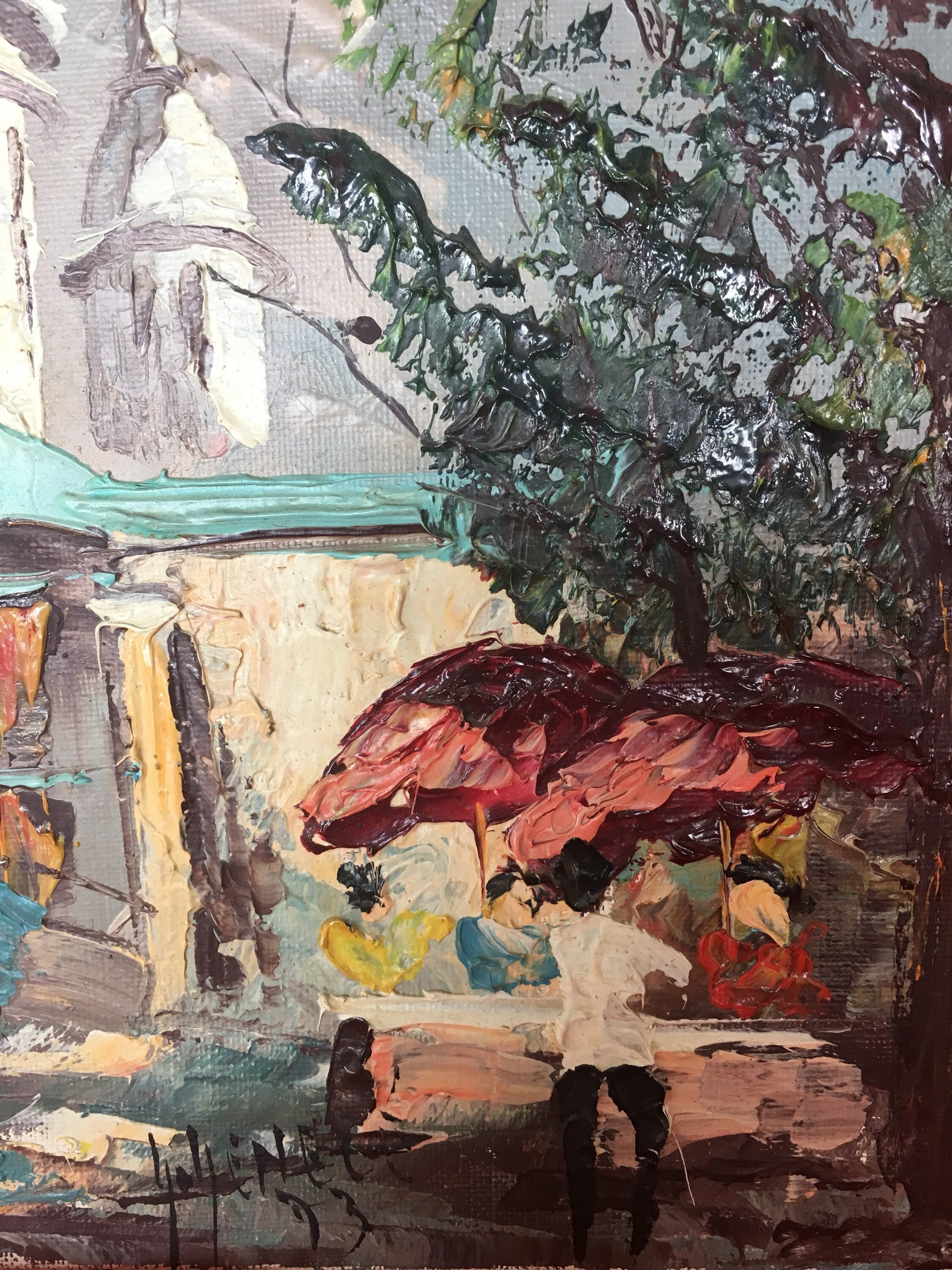 Vintage Painting | Montmartre Paris Landscape 1973, French Palette Knife Art — photo 7 of 10