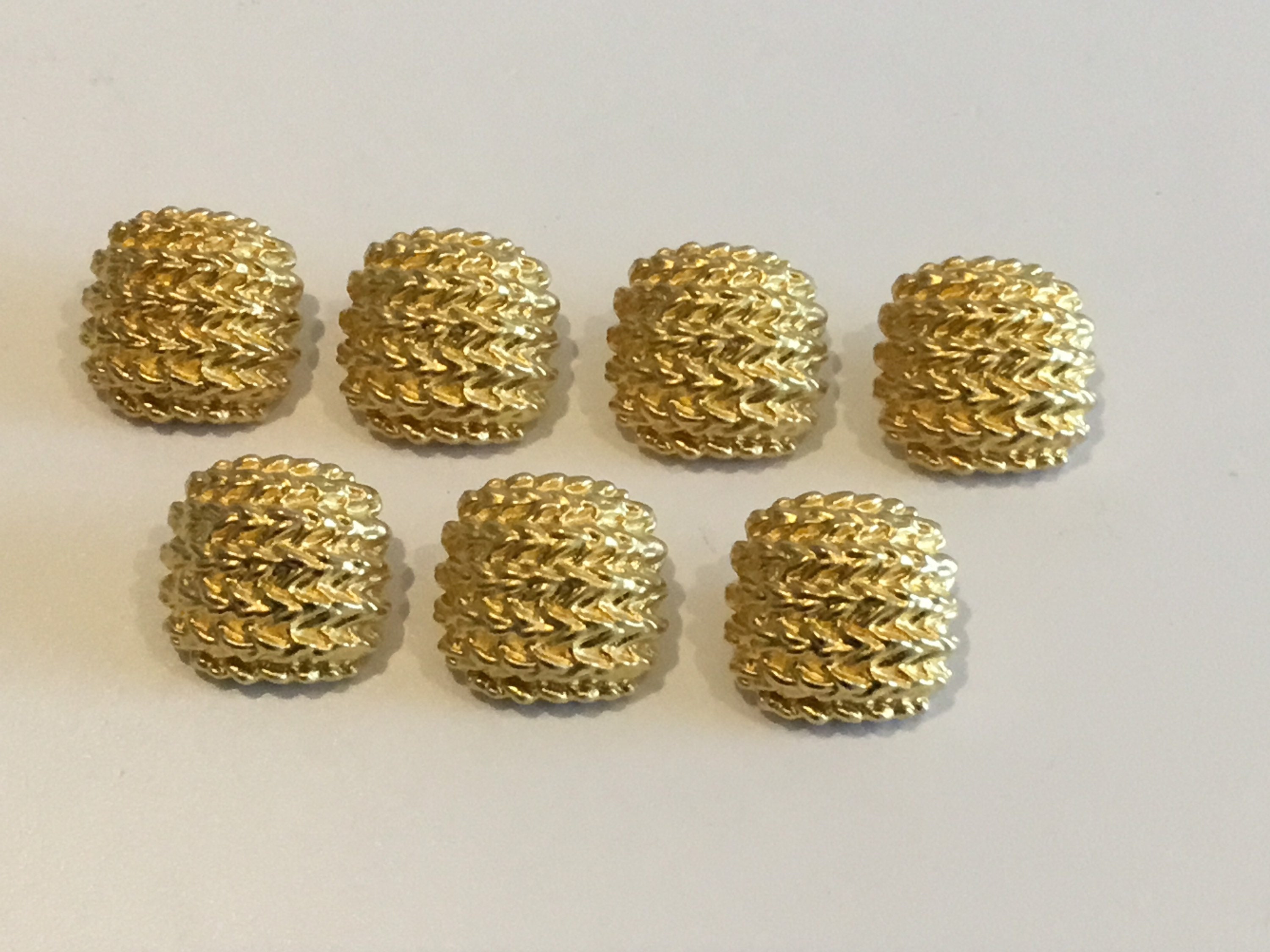 Vintage Fashion Buttons | 1950s Boutons Kocher France, Solid Gold Plated Luxury Set of 7 — photo 2 of 7