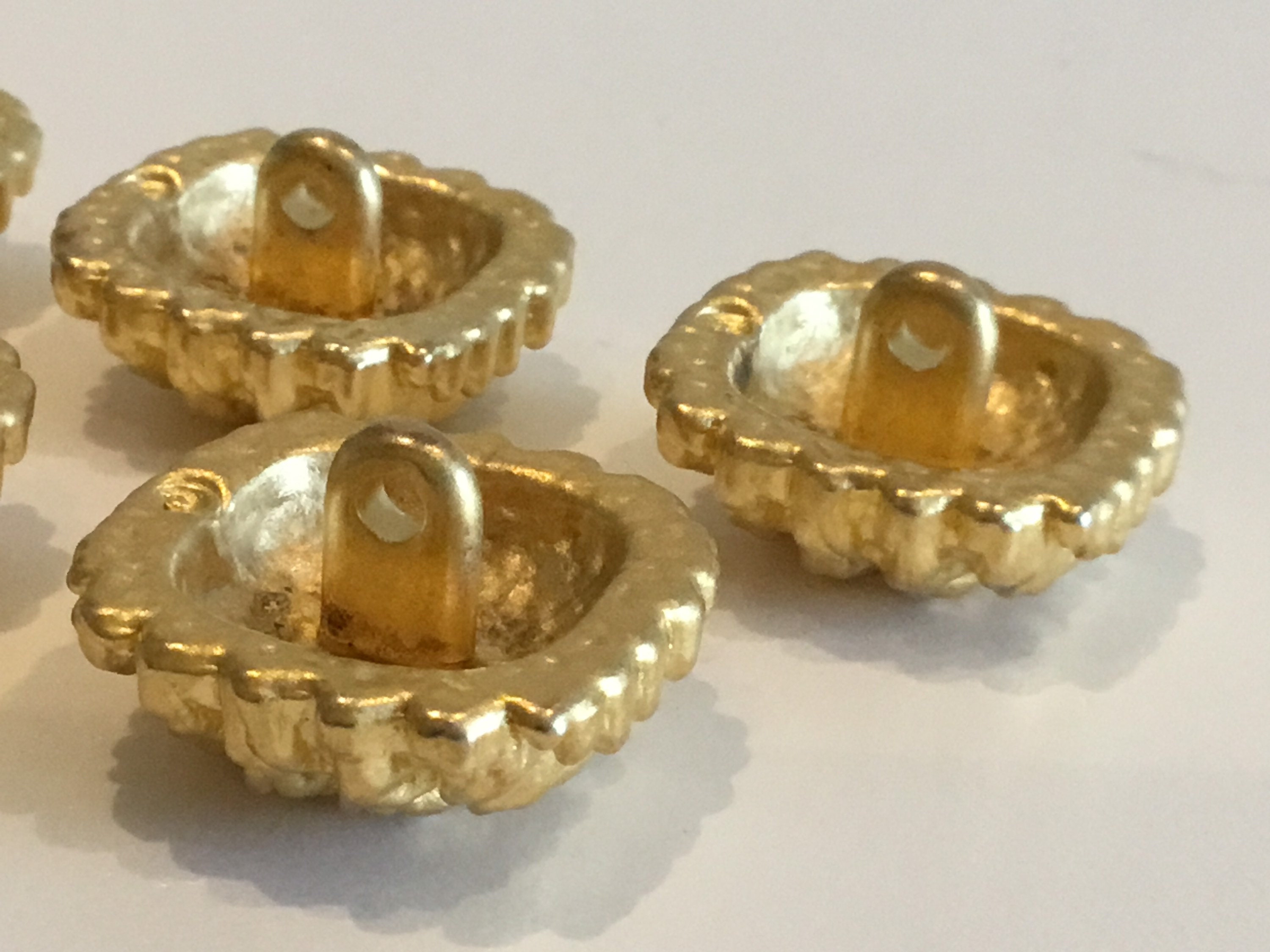 Vintage Fashion Buttons | 1950s Boutons Kocher France, Solid Gold Plated Luxury Set of 7 — photo 6 of 7